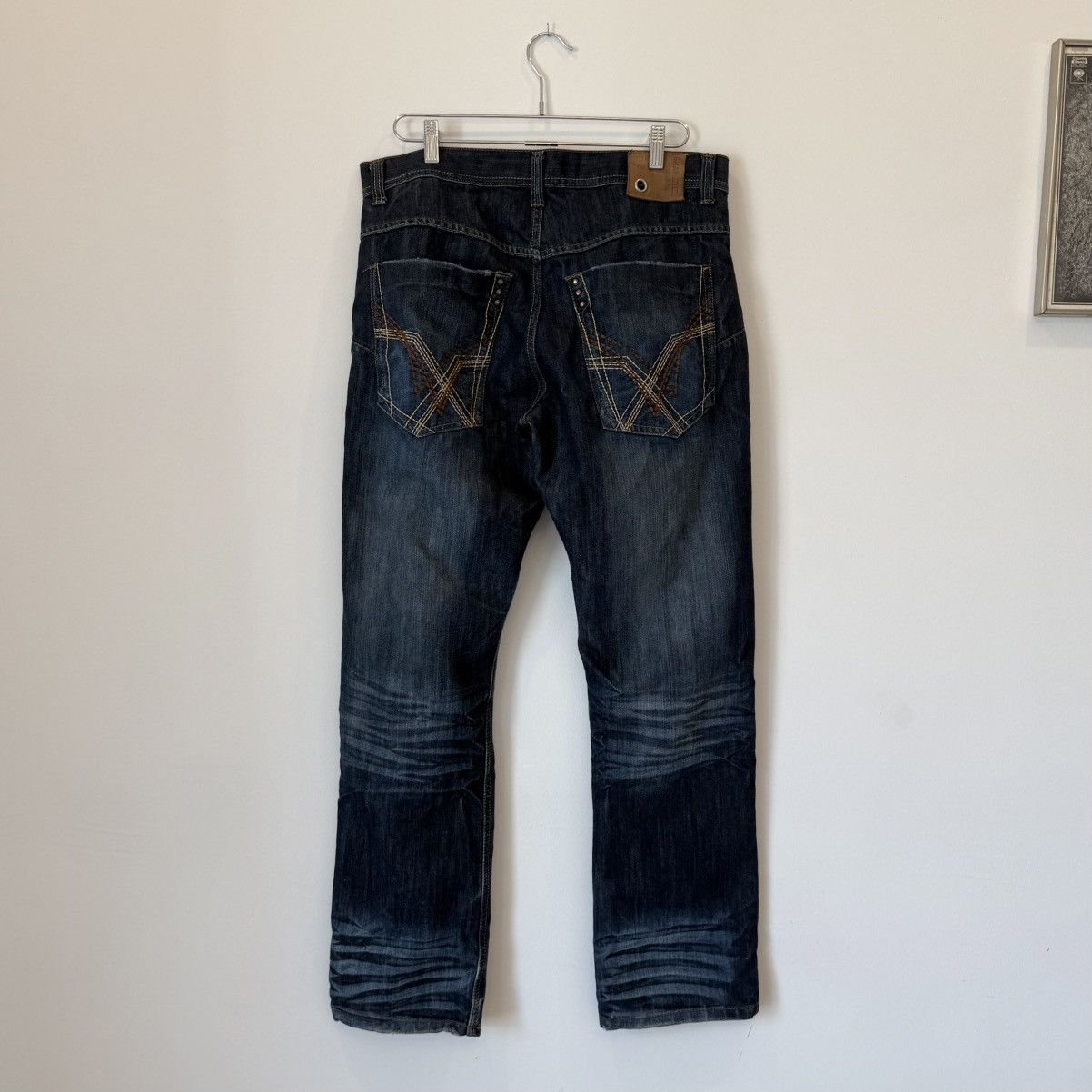 Vintage Vintage 2000s Faded Distressed Baggy Embroidered Jeans Y2K Size US 36 / EU 52 - 2 Thumbnail