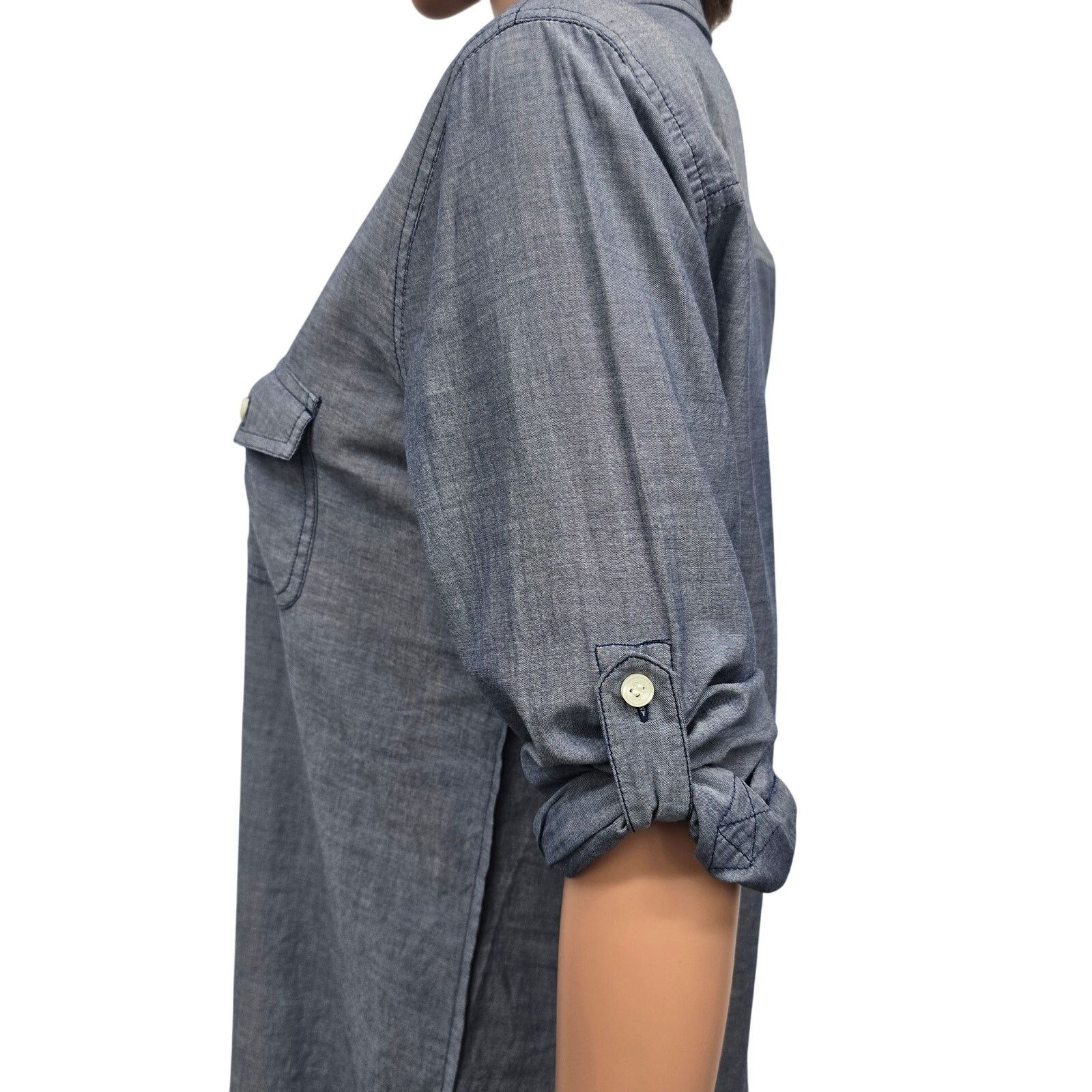 J.Crew J. Crew Chambray Popover Tunic Shirt M Long Sleeve Roll tab Size M / US 6-8 / IT 42-44 - 4 Thumbnail