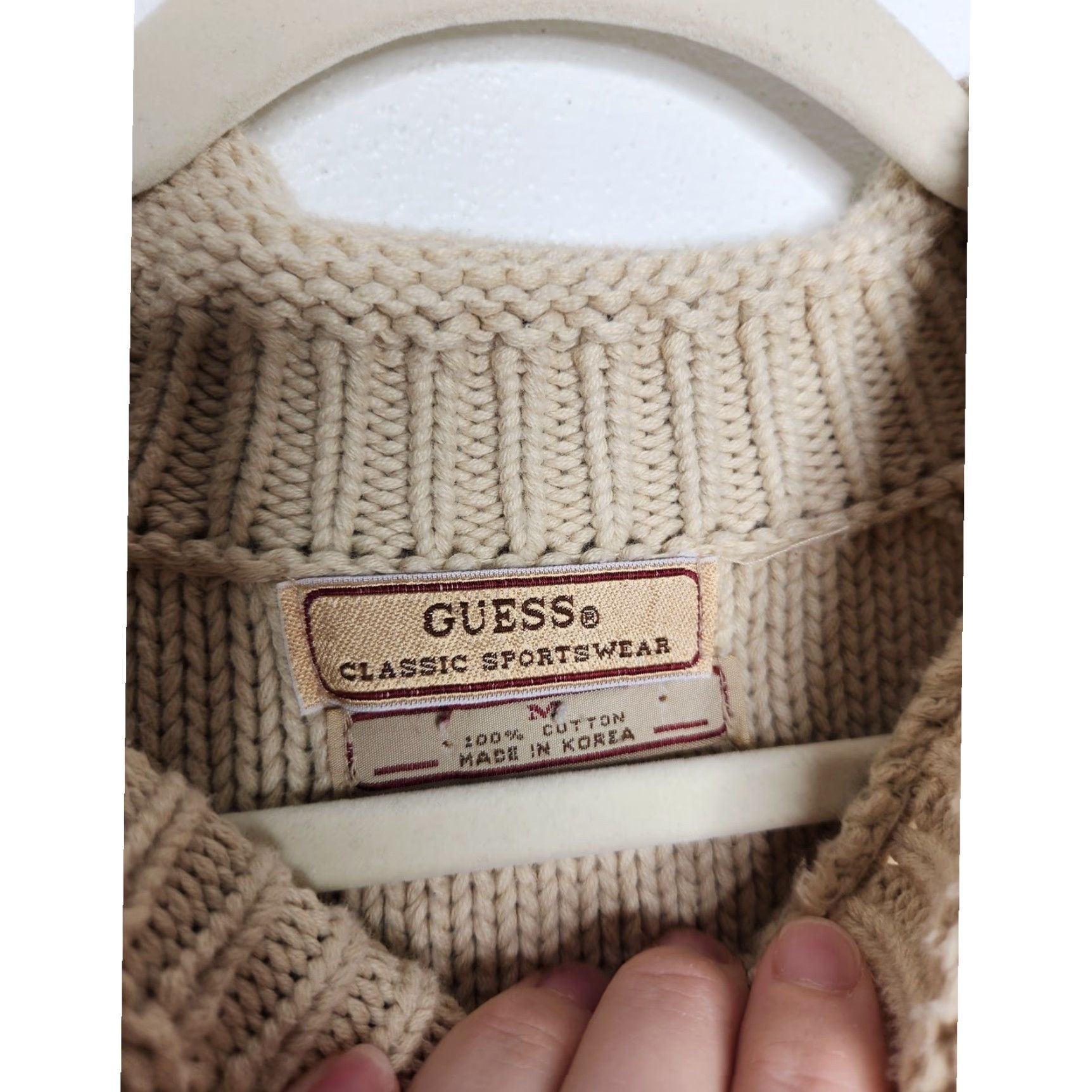 Guess VINTAGE GUESS Classic Sportswear Mock Neck Sweater Cotton Cream Tan M Medium Unisex Adults Pullover Knits Size US M / EU 48-50 / 2 - 4 Thumbnail
