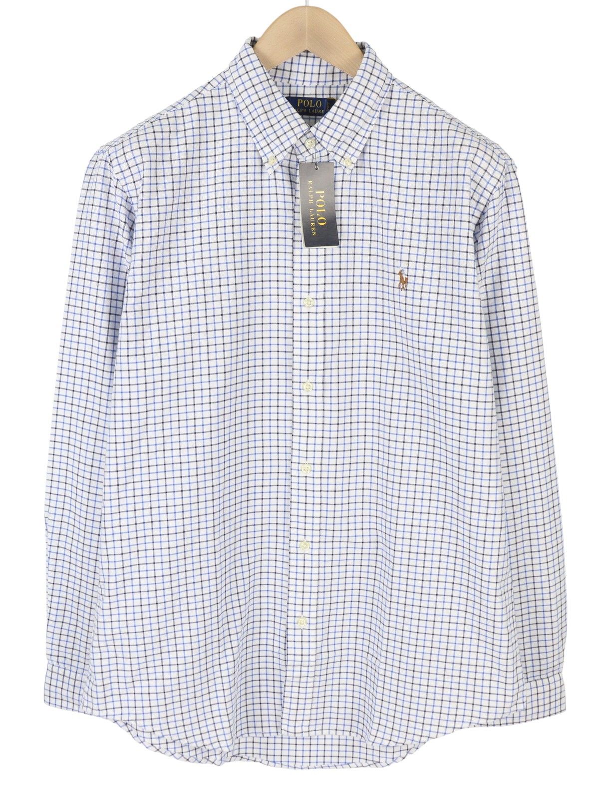 Ralph Lauren XL White Check Custom Fit Button-Down Neck Logo 87004 Size US XL / EU 56 / 4 - 1 Thumbnail