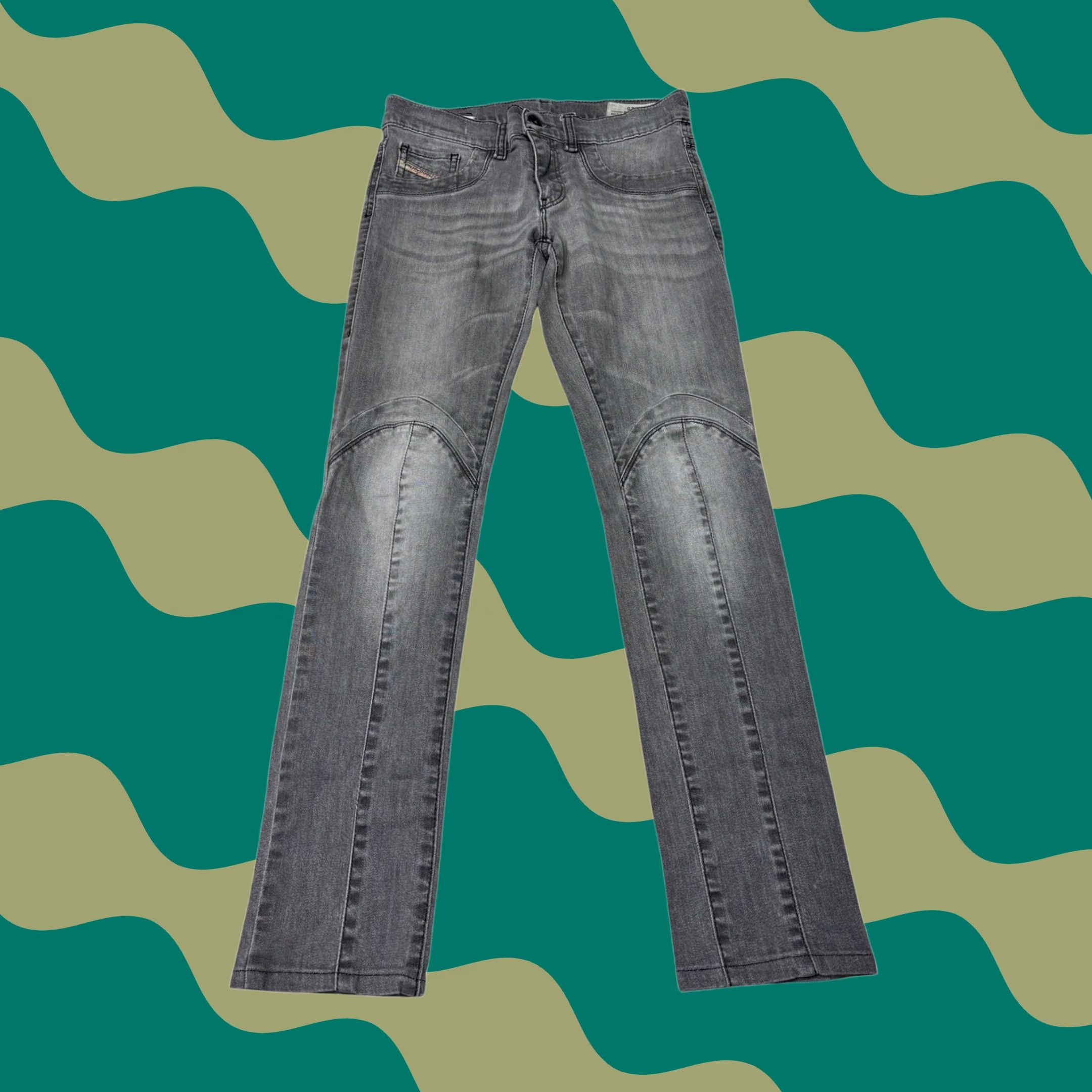 Diesel Diesel BI-BI SS-Legging Jeans Grey Stretch Moto Paneled 5-Pocket Slim Womens 25x27 Size 42" / US 20 - 1 Thumbnail