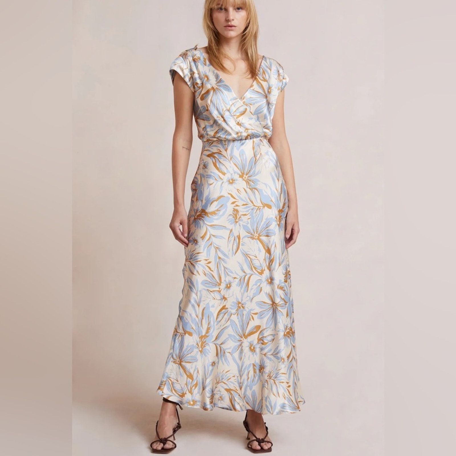 BEC + BRIDGE Bec & Bridge Stella Maxi Dress Blue Beige Tropical Floral 6 Size M / US 6-8 / IT 42-44 - 1 Thumbnail