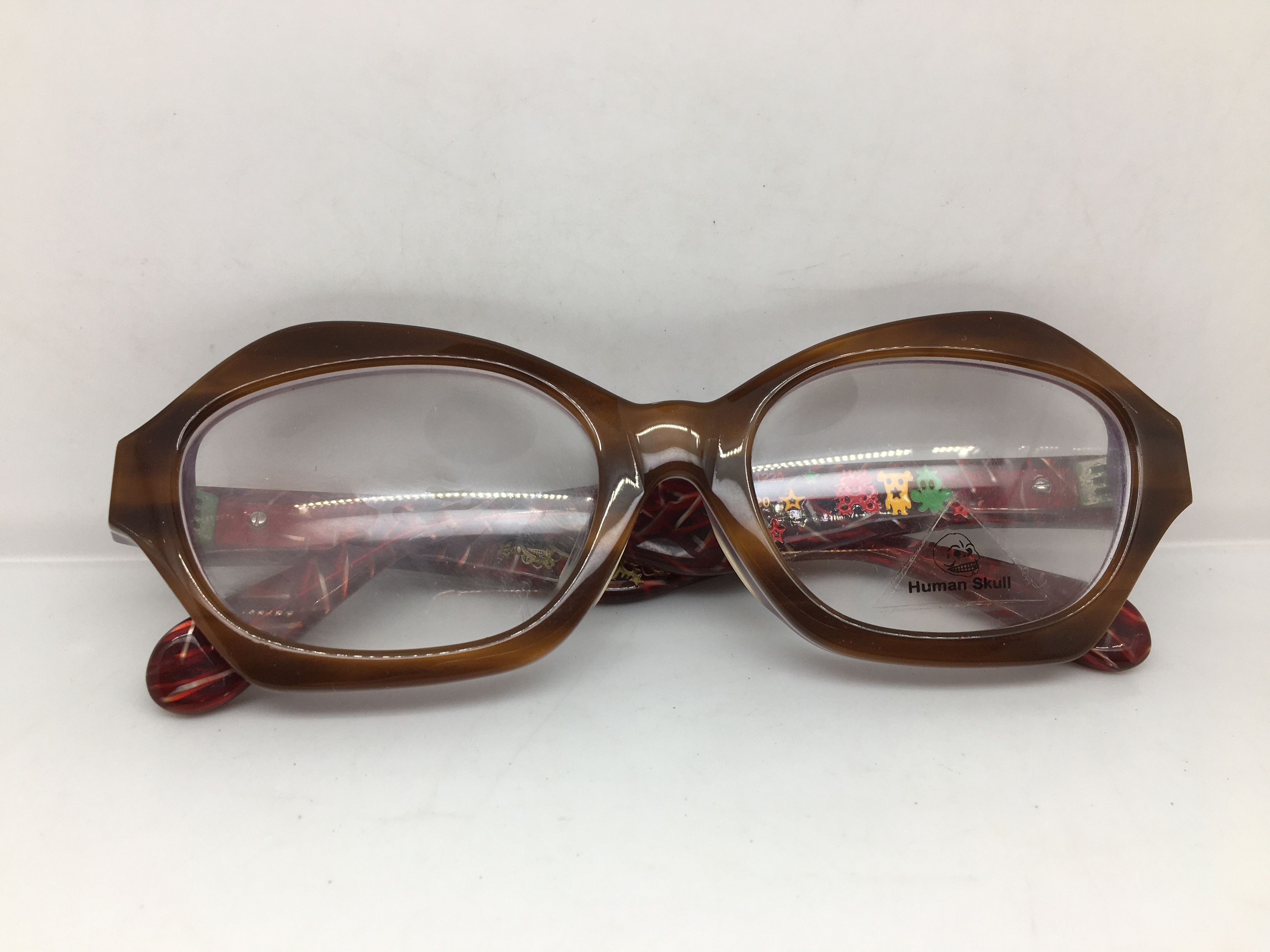 Vintage Vintage HUMAN SKULL H1220 Brown Eyeglasses Frame Size ONE SIZE - 7 Thumbnail