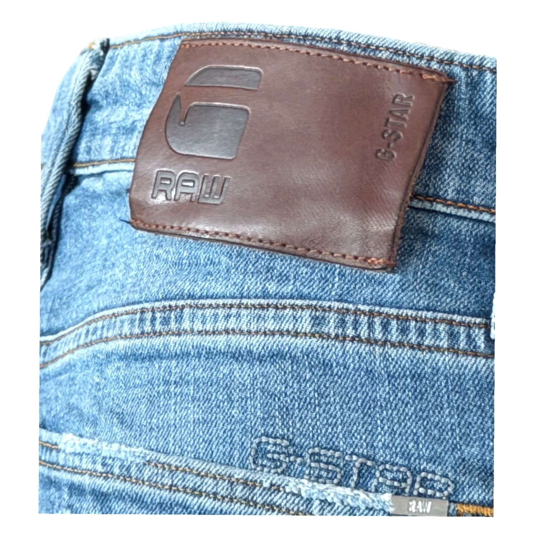 G-Star G-Star RAW 3301 Slim Jeans W30 L34 Blue Distressed Denim Button Fly Mens Jeans Size US 30 / EU 46 - 7 Thumbnail