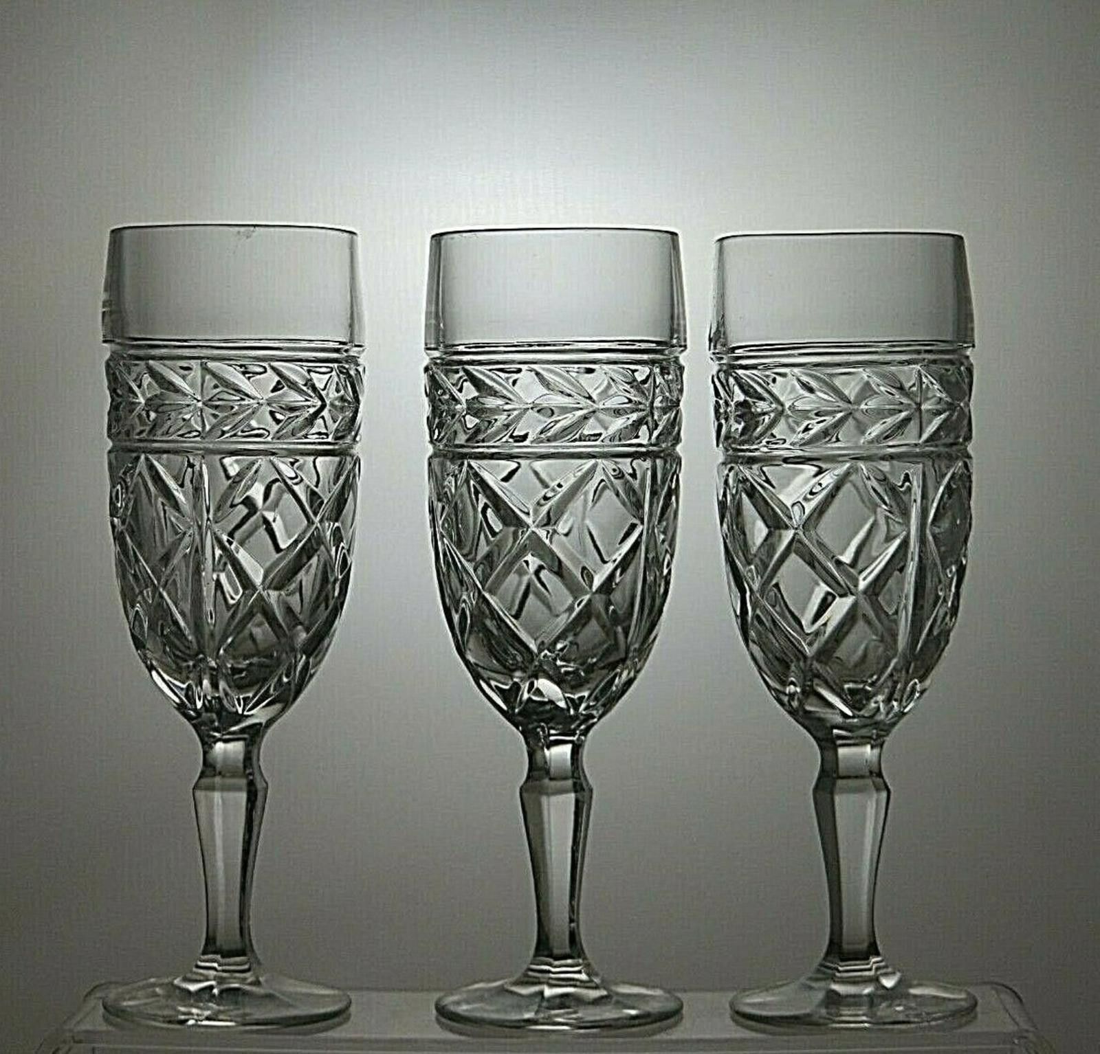 The Unbranded Brand Pressed Glass Set Of 3 Champagne Flutes 6 7/8" Size ONE SIZE - 2 Thumbnail