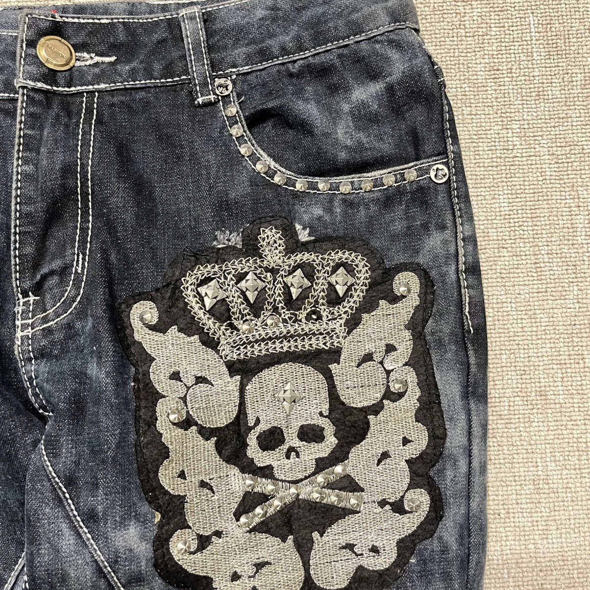 Hysteric Glamour BI Jeans - Skull Destroyed Studed Mud Wash Skinny Jeans Size US 32 / EU 48 - 4 Thumbnail