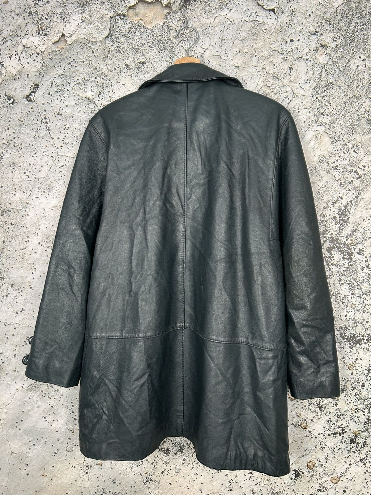 Vintage Vintage Leather Coat Jacket Black Green Avant Garde Grunge Size US L / EU 52-54 / 3 - 4 Thumbnail