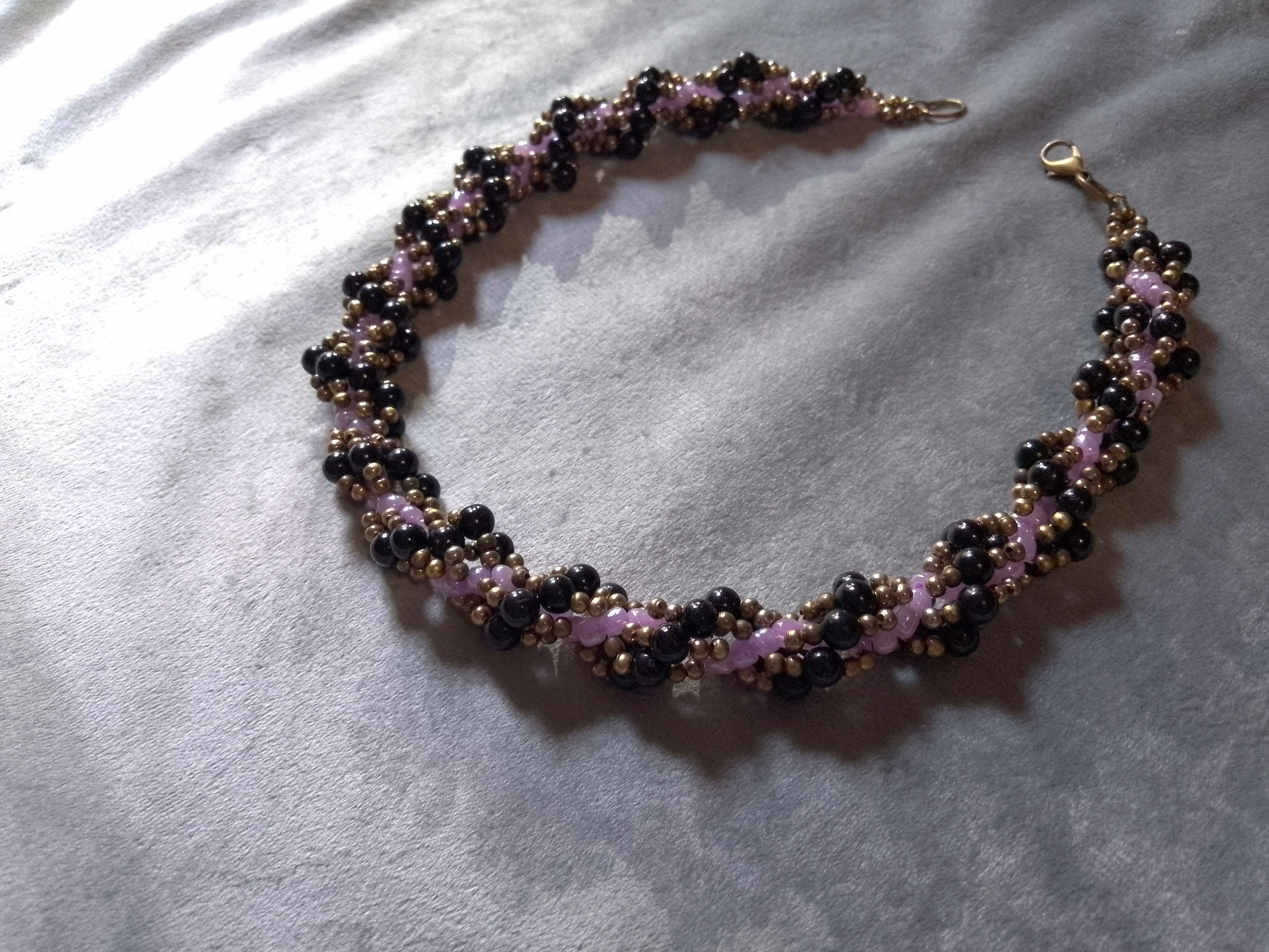 Handmade Necklace Black Pearls Tubular Vintage Style Elegant Size ONE SIZE - 4 Thumbnail