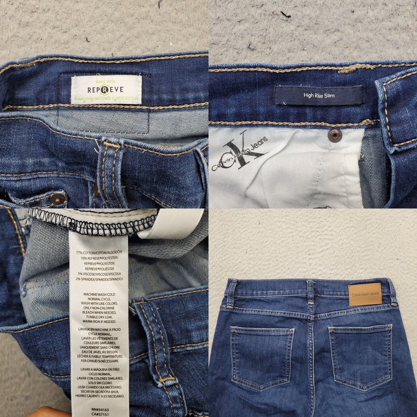 Calvin Klein Calvin Klein Jeans Womens 29P Slim Fit Blue Denim Stretch High Rise Petite 5-Pocket Size 29" - 8 Thumbnail