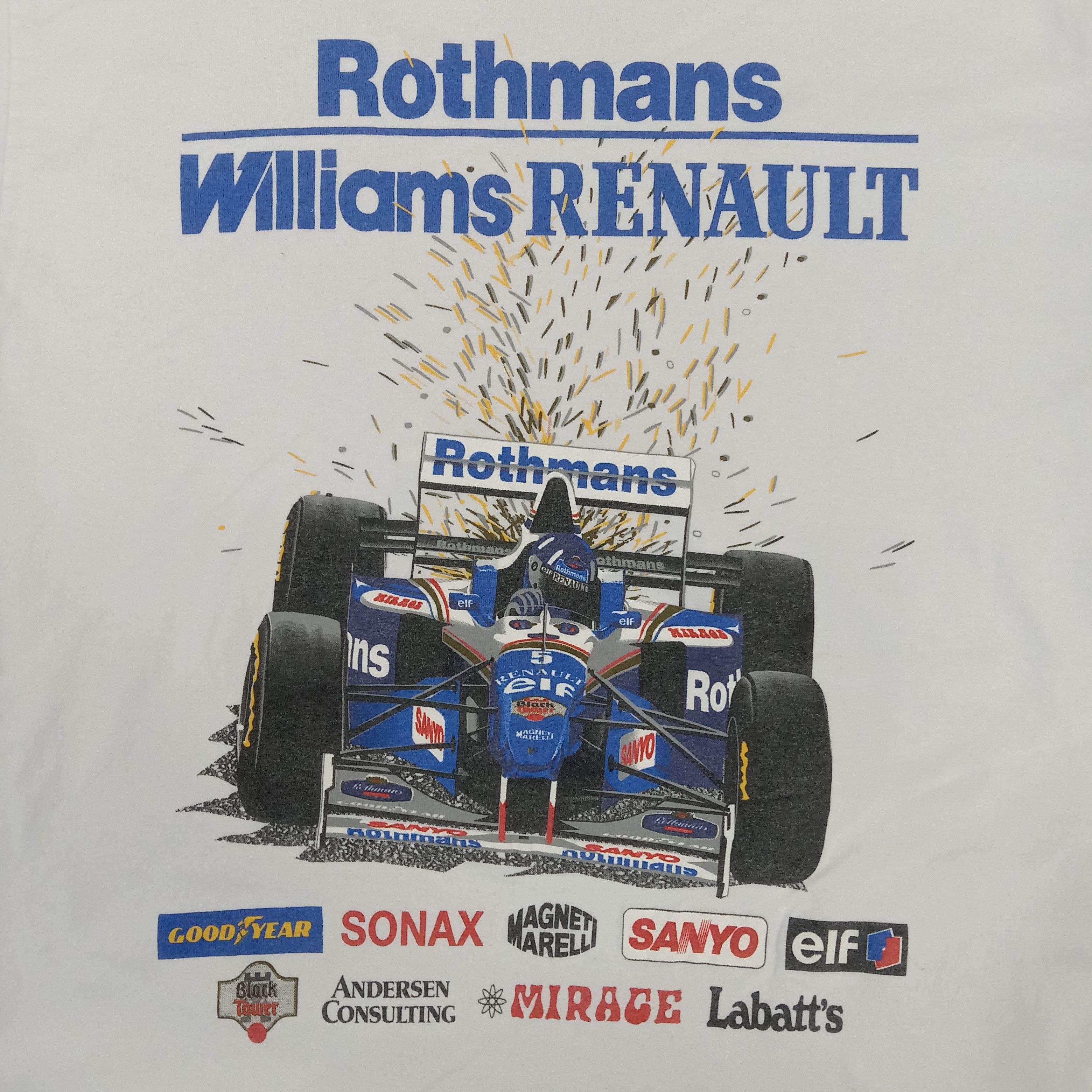 Vintage Rothmans Williams Renault Formula One Racing Tshirt Size US M / EU 48-50 / 2 - 2 Thumbnail