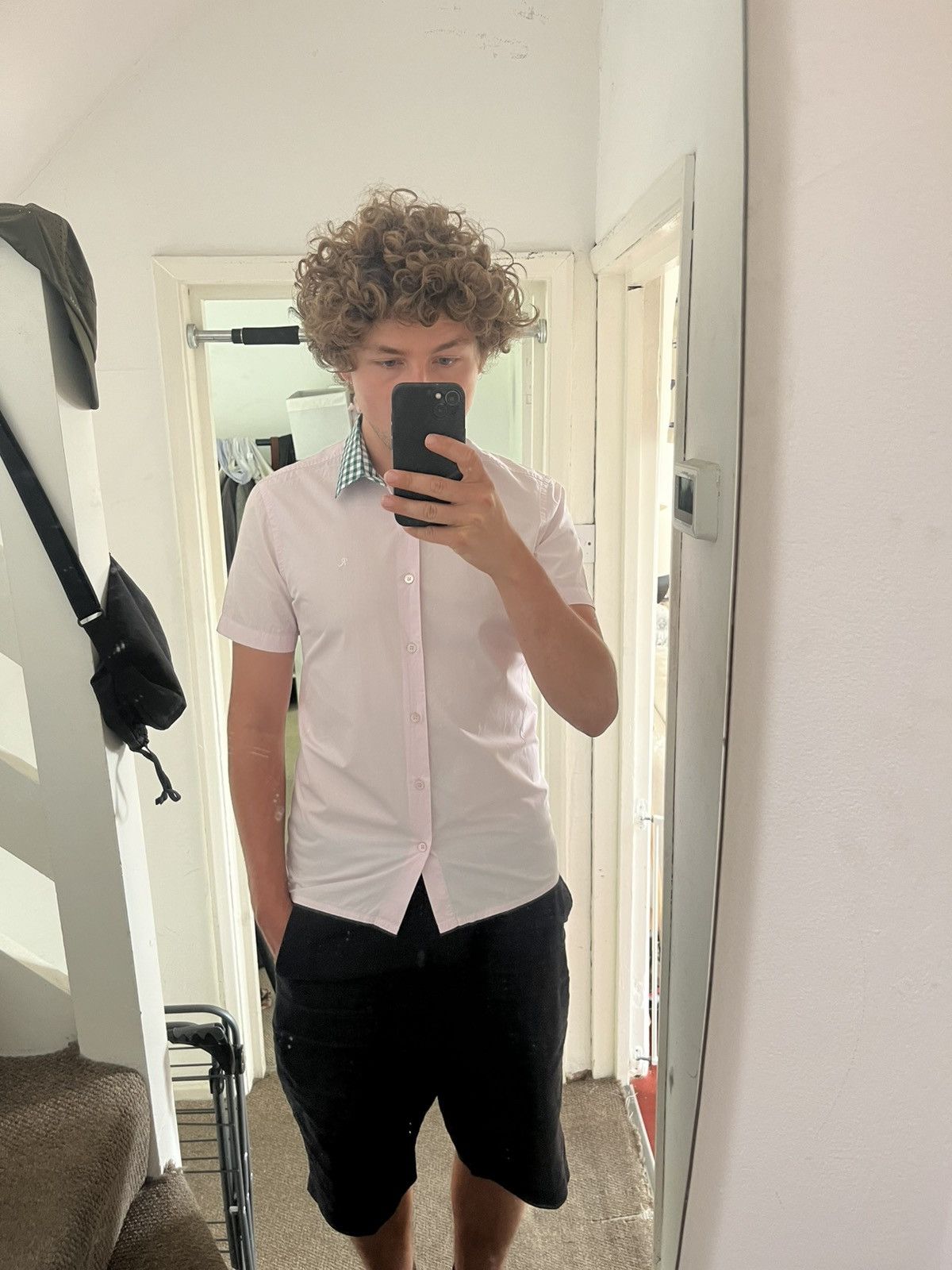 Raf Simons RAF Simons Men’s Darted Short Sleeve Pink Shirt With Gingham Size US S / EU 44-46 / 1 - 9 Thumbnail