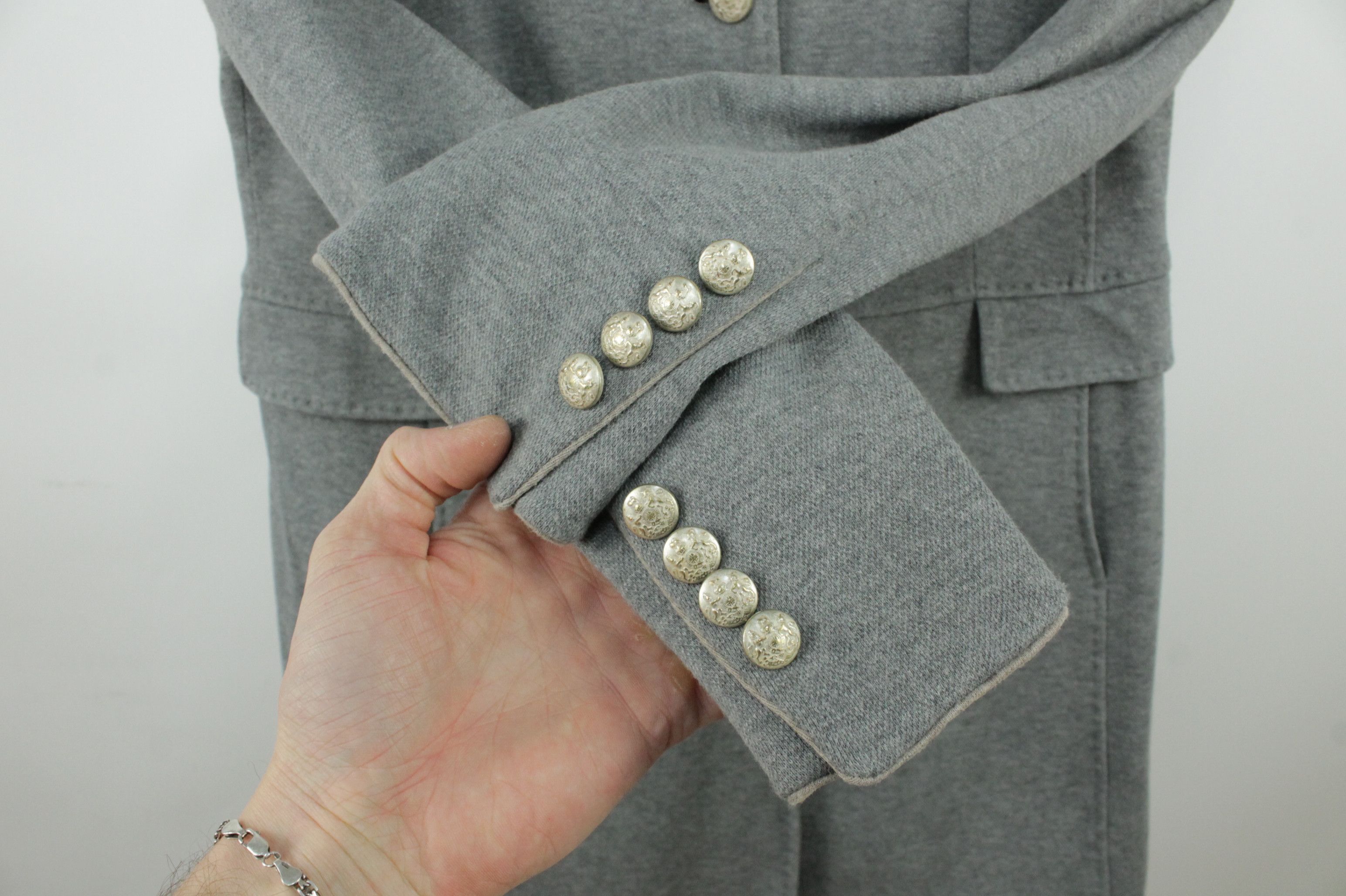 Schneiders Schneiders Salzburg Julietta Steel Button Gray Cotton Coat Size L / US 10 / IT 46 - 4 Thumbnail