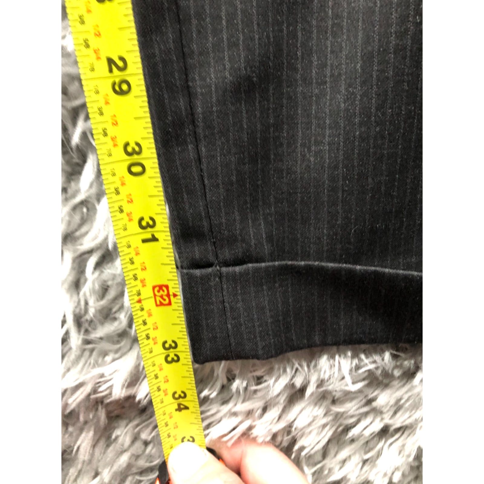 Vintage Axist Mens Dress Pants 36x34 Black Pin Striped Size US 36 / EU 52 - 3 Thumbnail