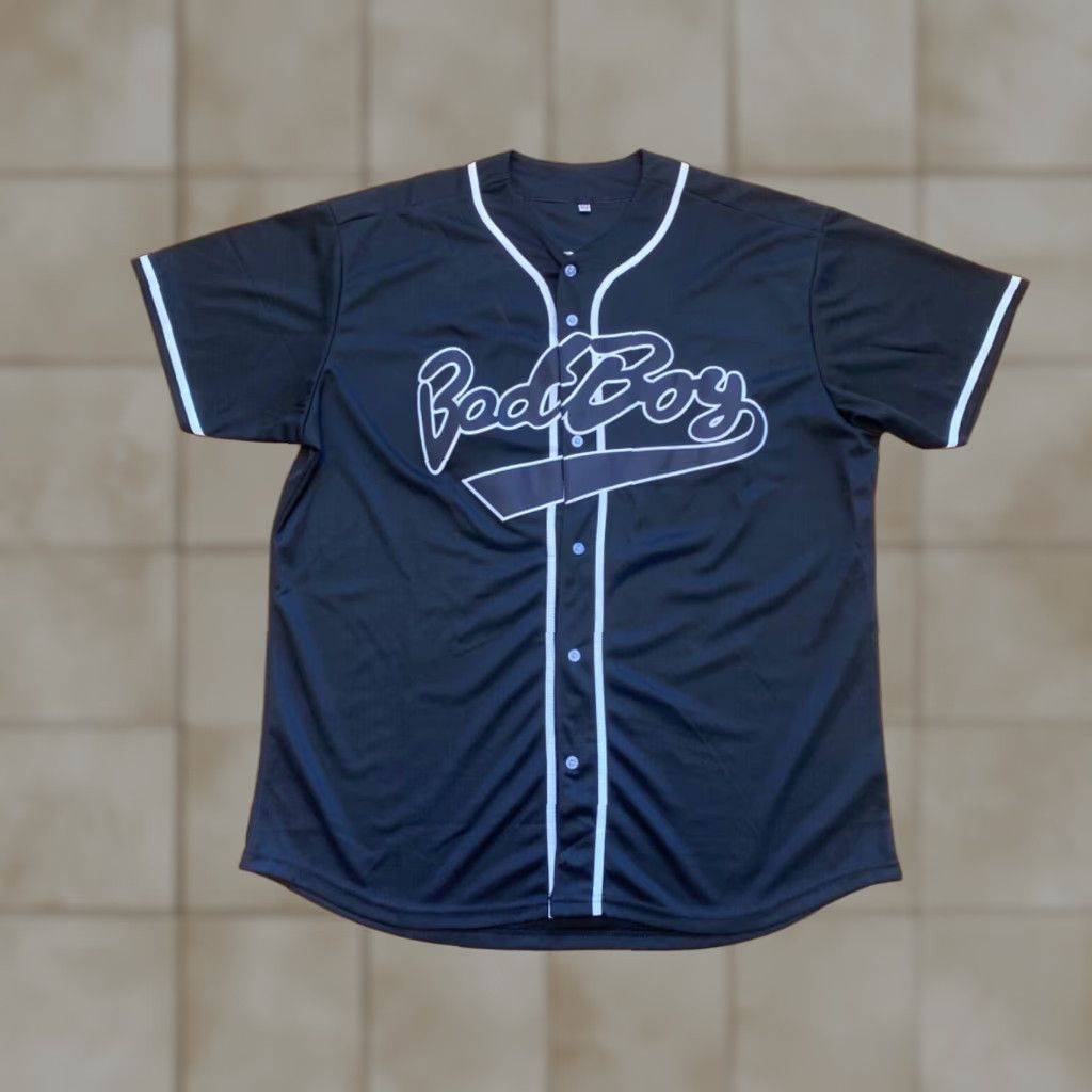 Vintage Molpe Bad Boy Biggie Jersey Shirt 3XL Mens Black Button Short Sleeve Athletic Baseball Regular Fit Size US XXL / EU 58 / 5 - 1 Thumbnail