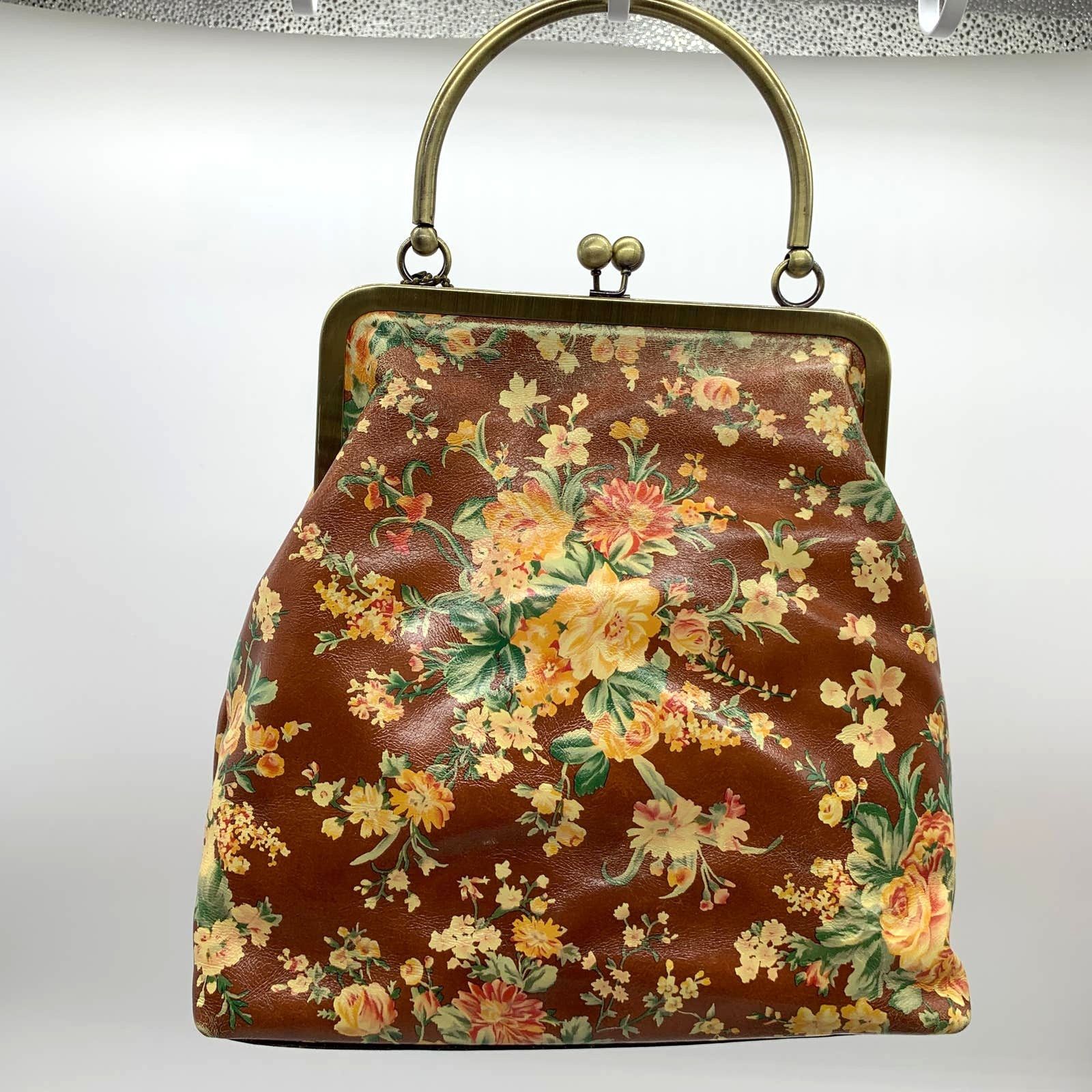 Patricia Nash Leather Handbags Novella Frame Bag Brown Purse, Women's