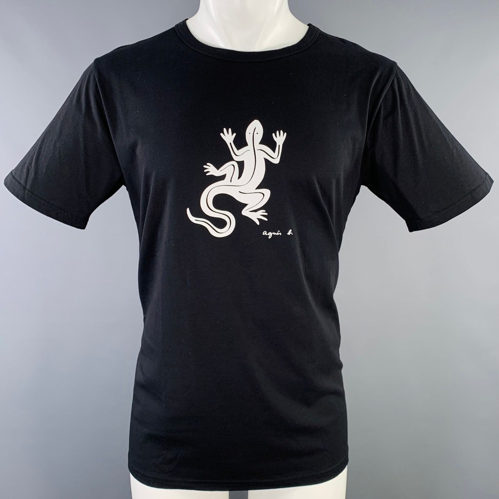 agnes b. Size M Black White Cotton Lizard Short Sleeve T-shirt Size US M / EU 48-50 / 2 - 1 Thumbnail
