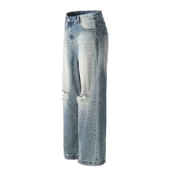 VIBE Men's loose distressed washed gradient ripped jeans Size US 32 / EU 48 - 2 Thumbnail