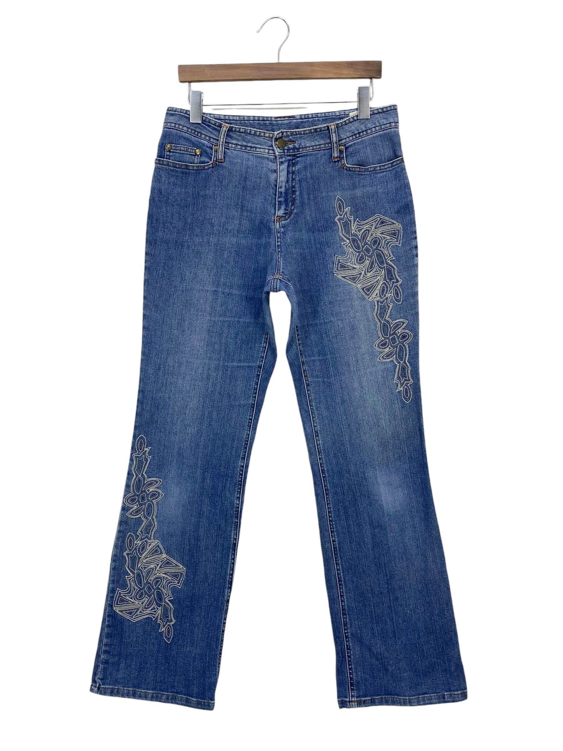 Japanese Brand Flare Jeans Pants Embroided Jeans Size US 32 / EU 48 - 1 Thumbnail