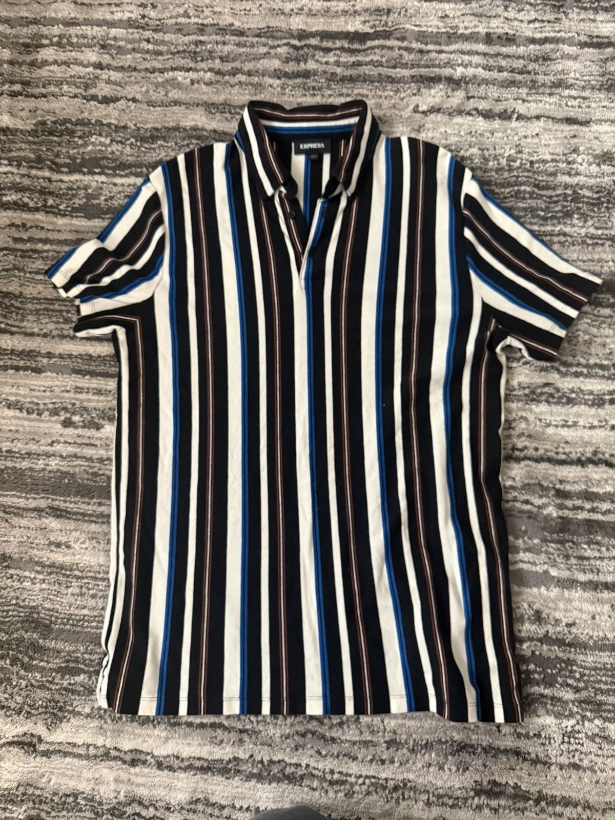 Express Express Striped Polo Shirt Size US L / EU 52-54 / 3 - 1 Thumbnail