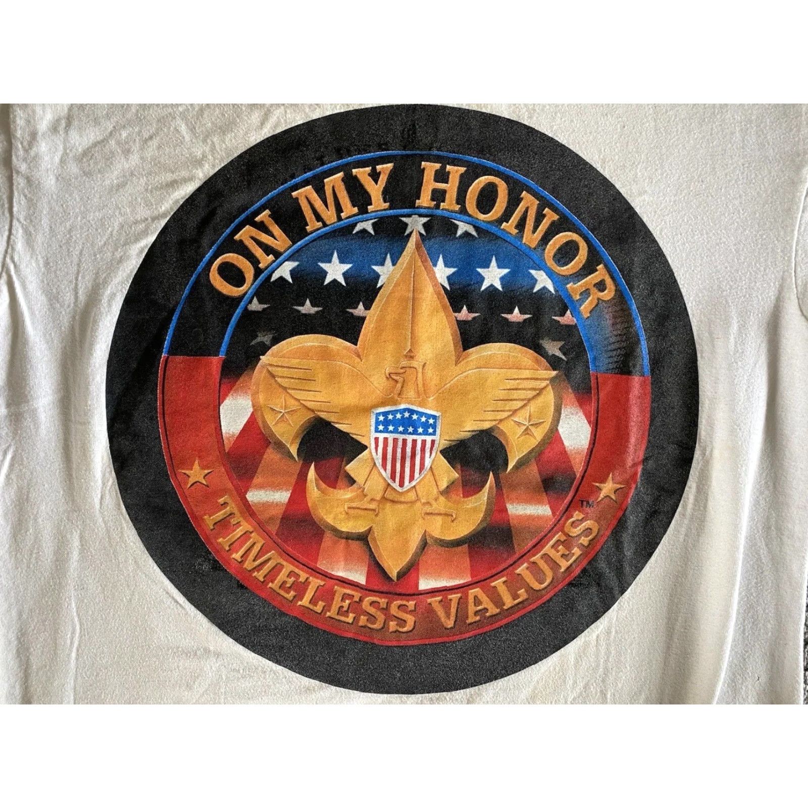 Hanes VINTAGE Hanes Beefy-T T-Shirt Men’s Adult M 38-40 On My Honor Boy Scouts White 90s Classic USA Outdoor Mens Size US M / EU 48-50 / 2 - 4 Thumbnail