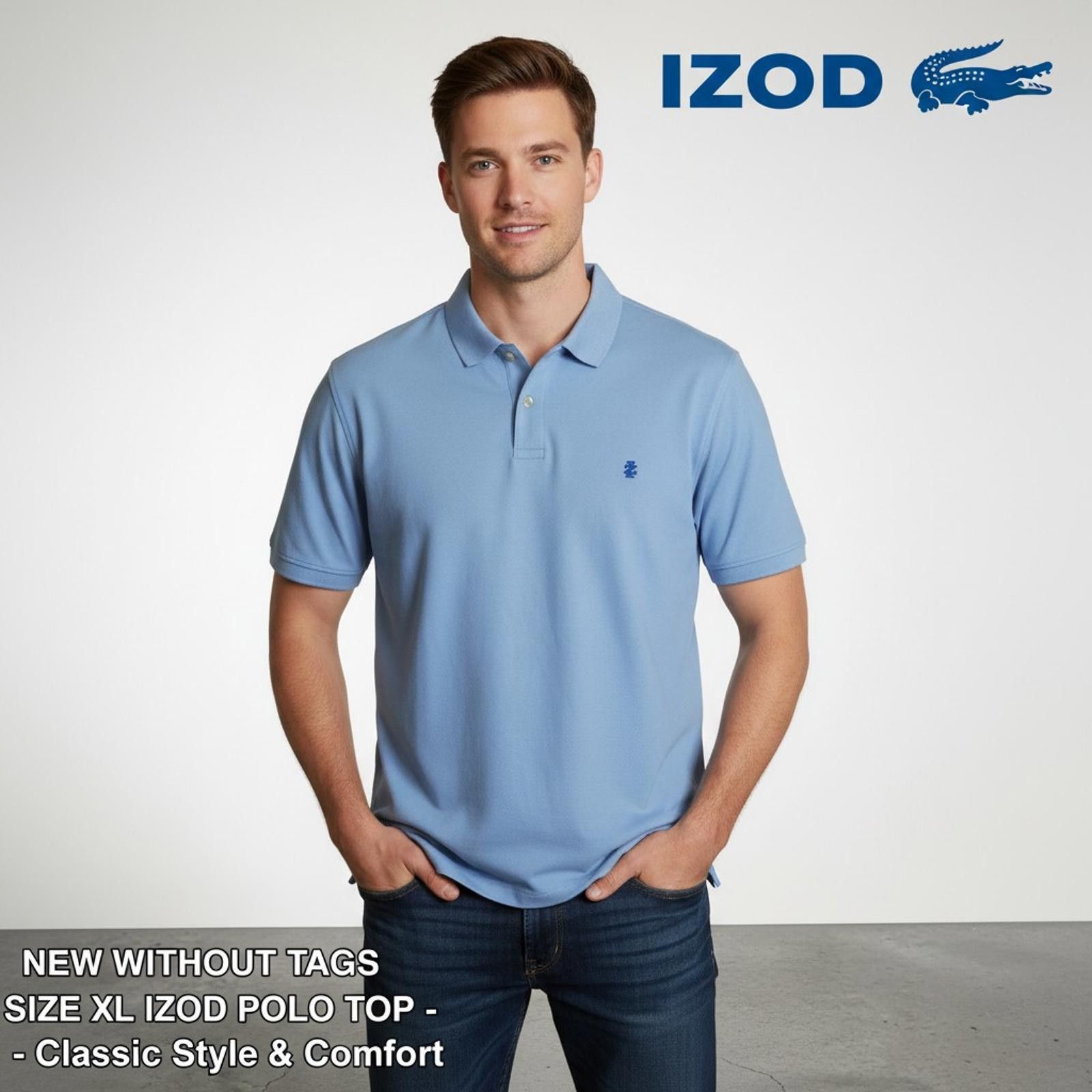 Izod IZOD Classic Comfort Polo Shirt Size XL Light Blue Size US XL / EU 56 / 4 - 1 Thumbnail