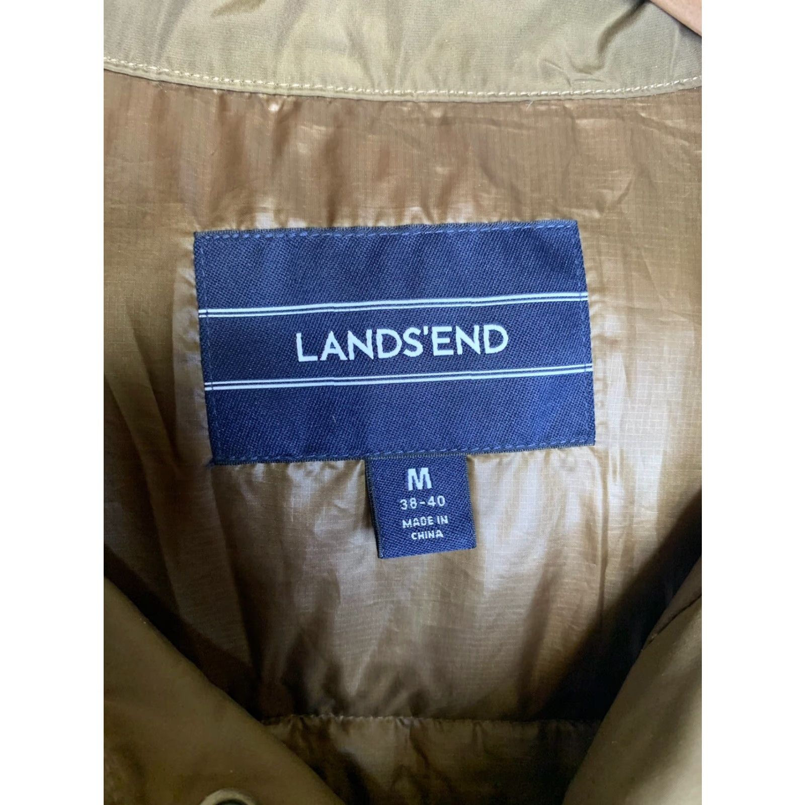 Lands' End VINTAGE Lands' End Women's Down Feather Puffy Vest Medium Brown Snap Front Collared Zip? No—Sn ap Front Puffy Vest Size M / US 6-8 / IT 42-44 - 2 Thumbnail