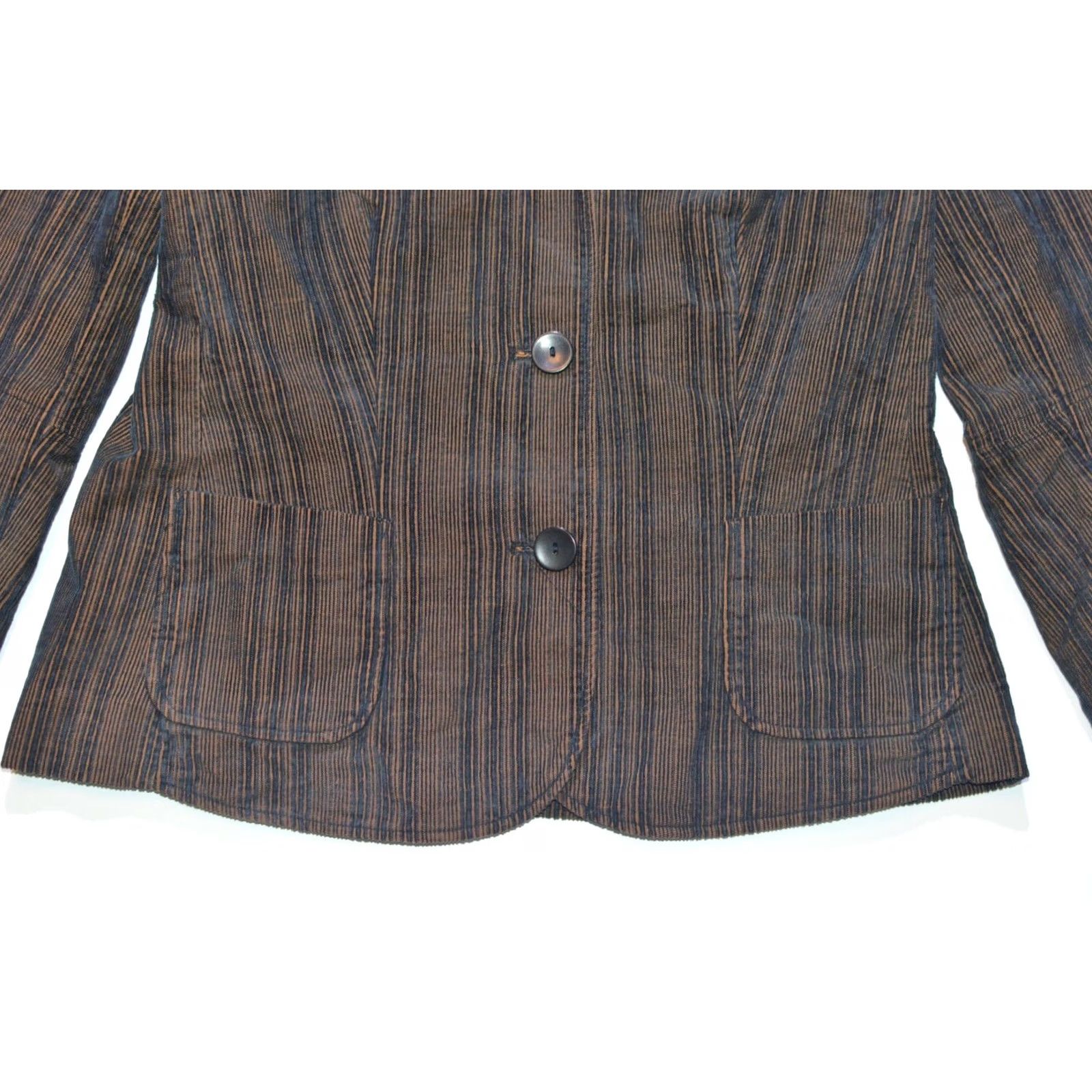 Vintage Wmns OSKA Zita Striped Blazer Jacket - Blazer - Black Gold - Size 2 - Womens - 65% cotton / 35% polyester Size XS / US 0-2 / IT 36-38 - 3 Thumbnail