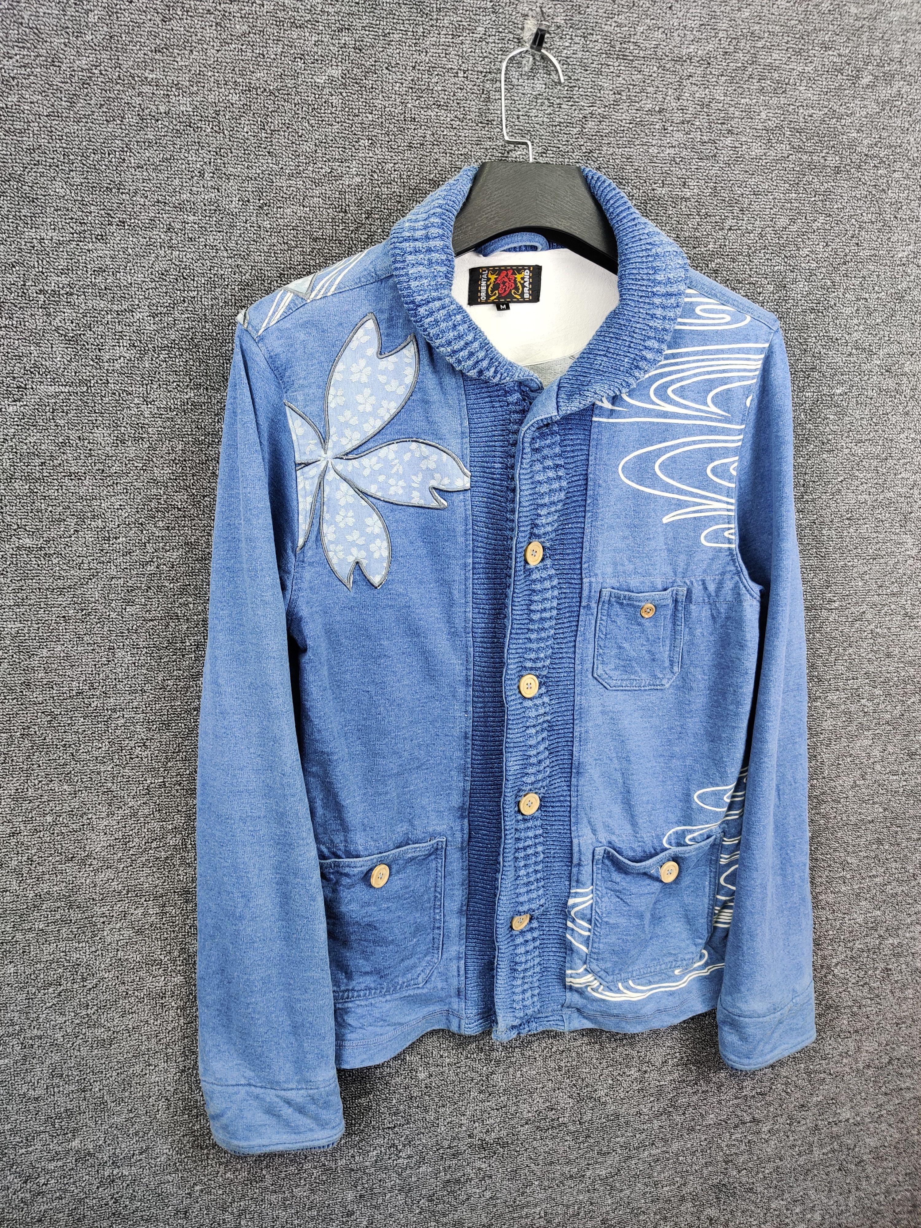 Japanese Brand Oriental Brand Nishiki Cherry Blossom Denim Button Jacket Size US M / EU 48-50 / 2 - 5 Thumbnail