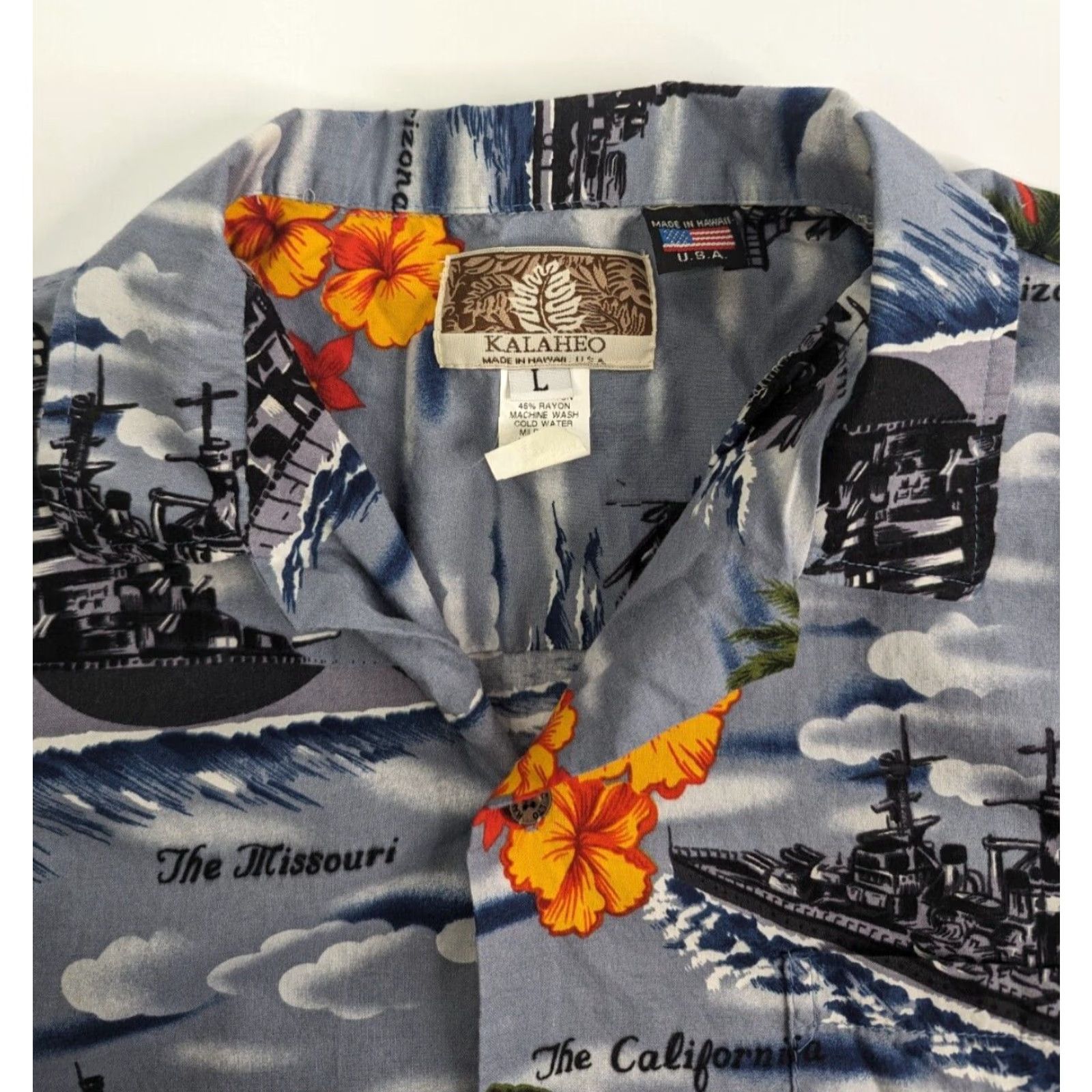 Vintage VINTAGE Kalaheo Hawaiian Shirt Men’s L Navy Military Destroyers Ships Ocean War Camp Shirt Size US L / EU 52-54 / 3 - 5 Thumbnail
