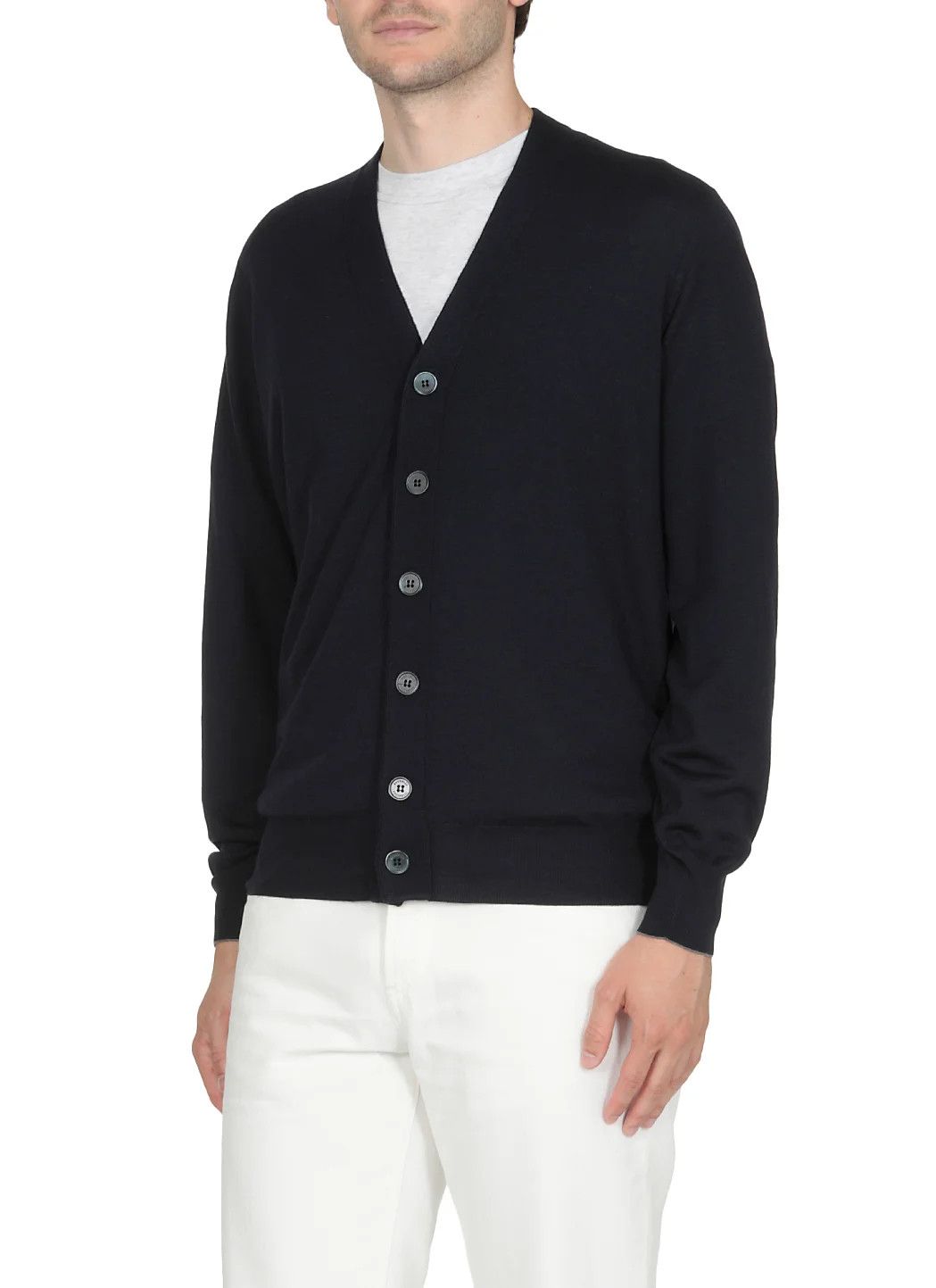 Brunello Cucinelli o1w1db10425 V-Neck Cashmere Cardigan in Navy Blue Size US S / EU 44-46 / 1 - 2 Thumbnail