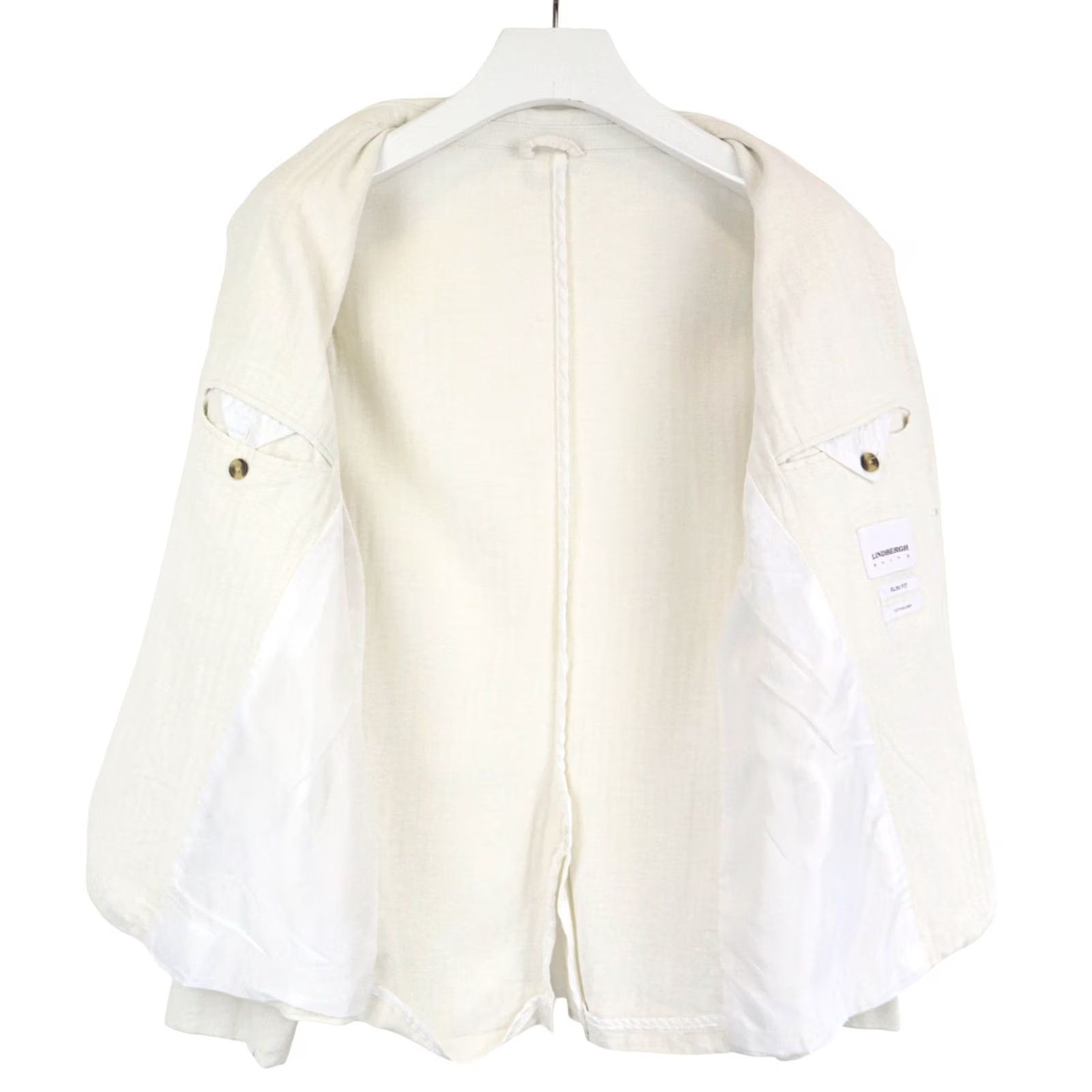 Lindbergh LINDBERGH Slim Fit White Blazer Men's SMALL Cotton Linen Blend Single-Breasted Size 36R - 4 Thumbnail