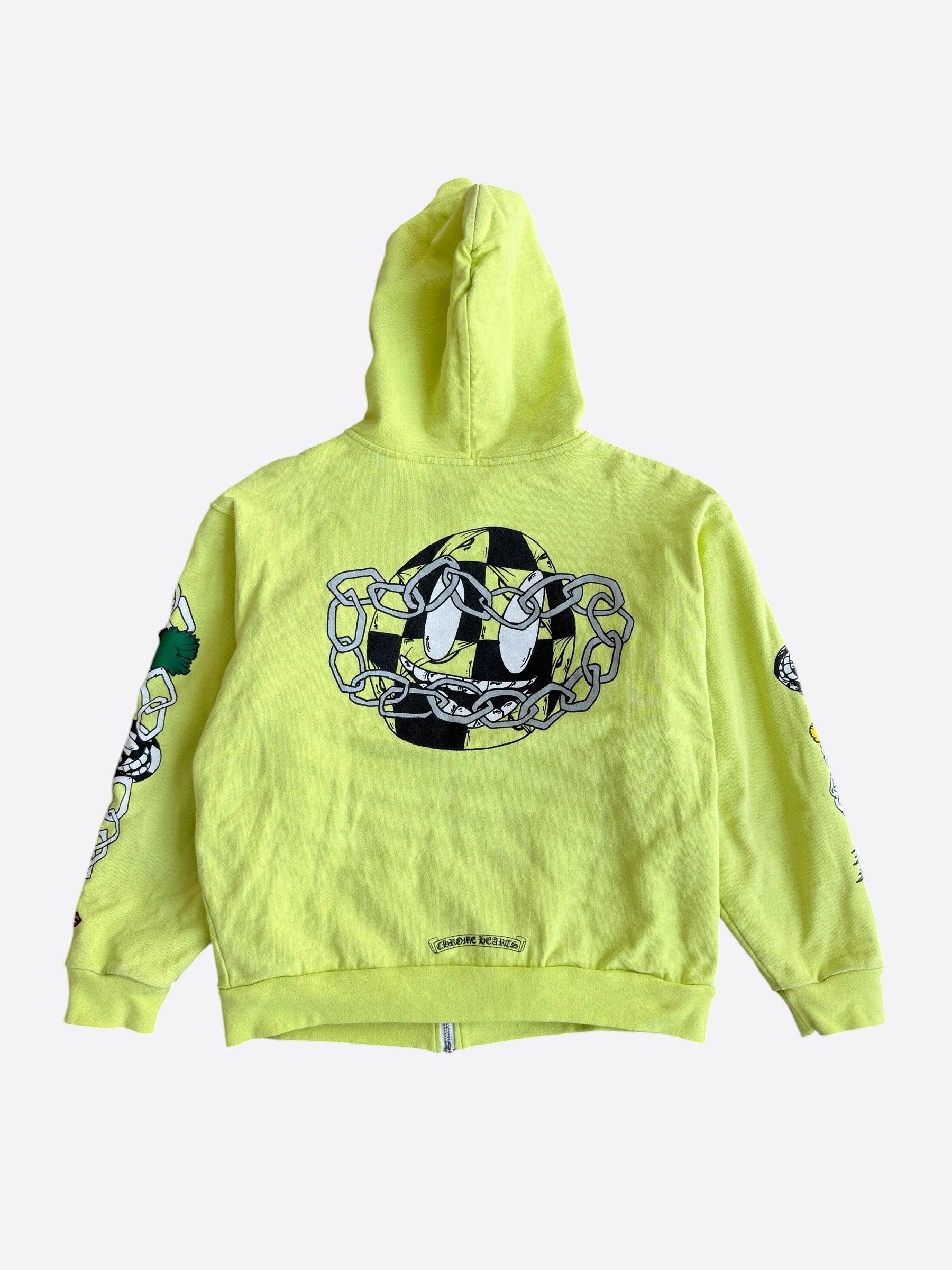 Chrome Hearts Matty Boy Lime Green Chainlink Thermal Zip Up Hoodie Size US M / EU 48-50 / 2 - 2 Thumbnail