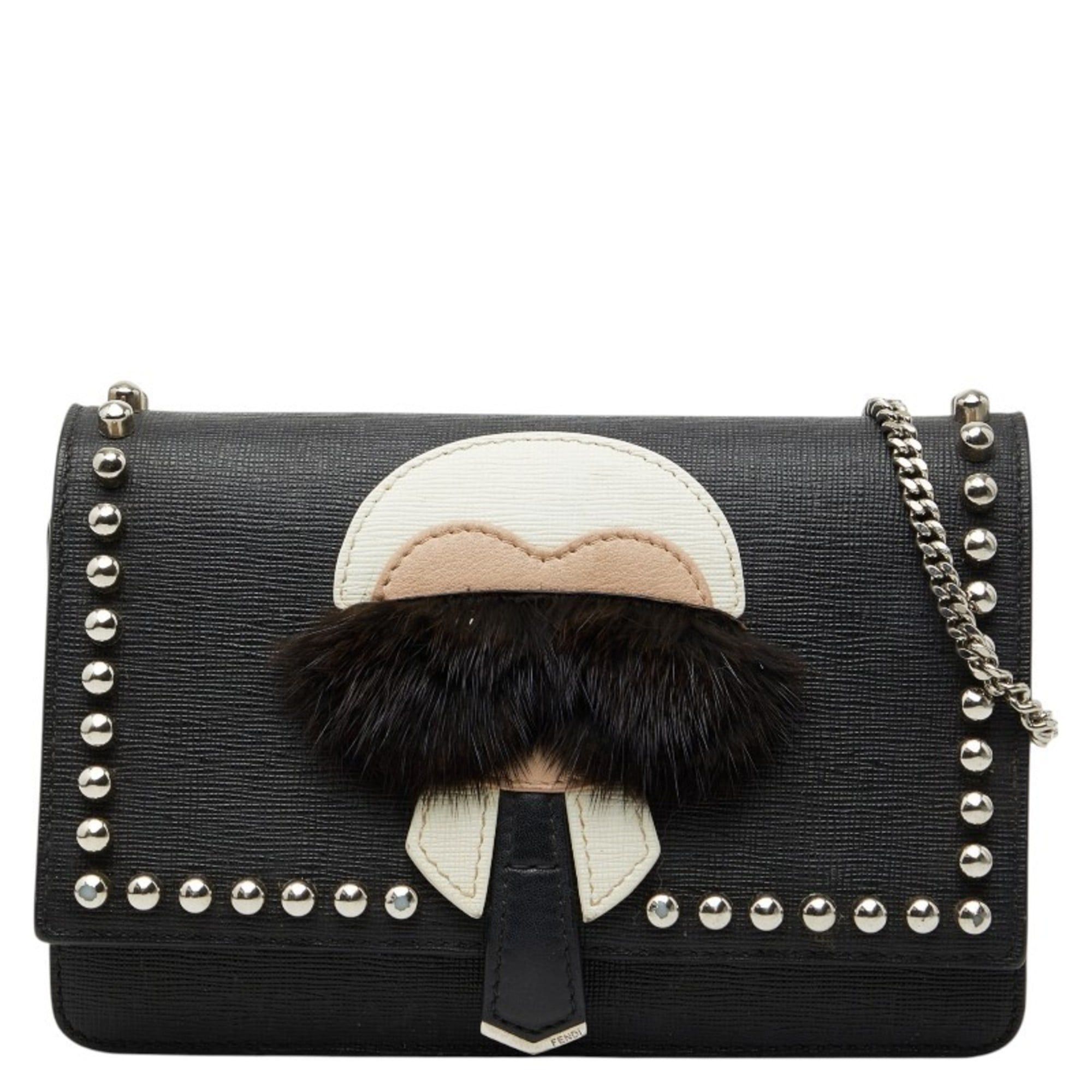 Fendi Fendi Karlito Studded Chain Wallet Bag Shoulder 8M0346 Black Leather Women's FENDI Size ONE SIZE - 1 Thumbnail