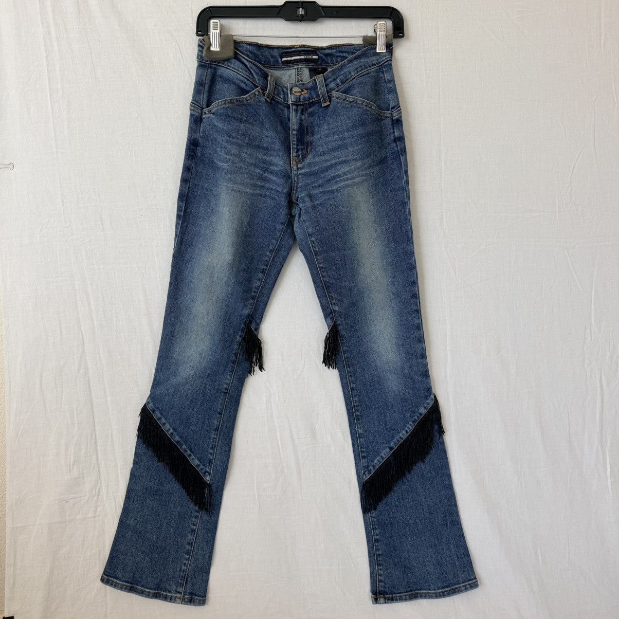 Bebe Bebe Y2K Low Rise Faux Leather Fringe Bootcut Jeans 27 Size 27" / US 4 / IT 40 - 5 Thumbnail