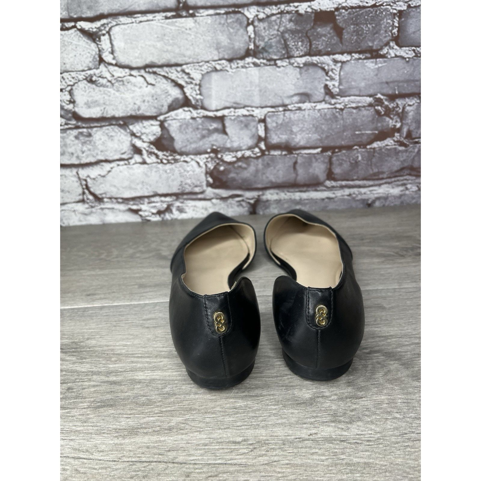 Cole Haan Cole Haan D’Orsay Black Leather Pointed Toe Slip On Flats Wo Size US 8 / IT 38 - 5 Thumbnail