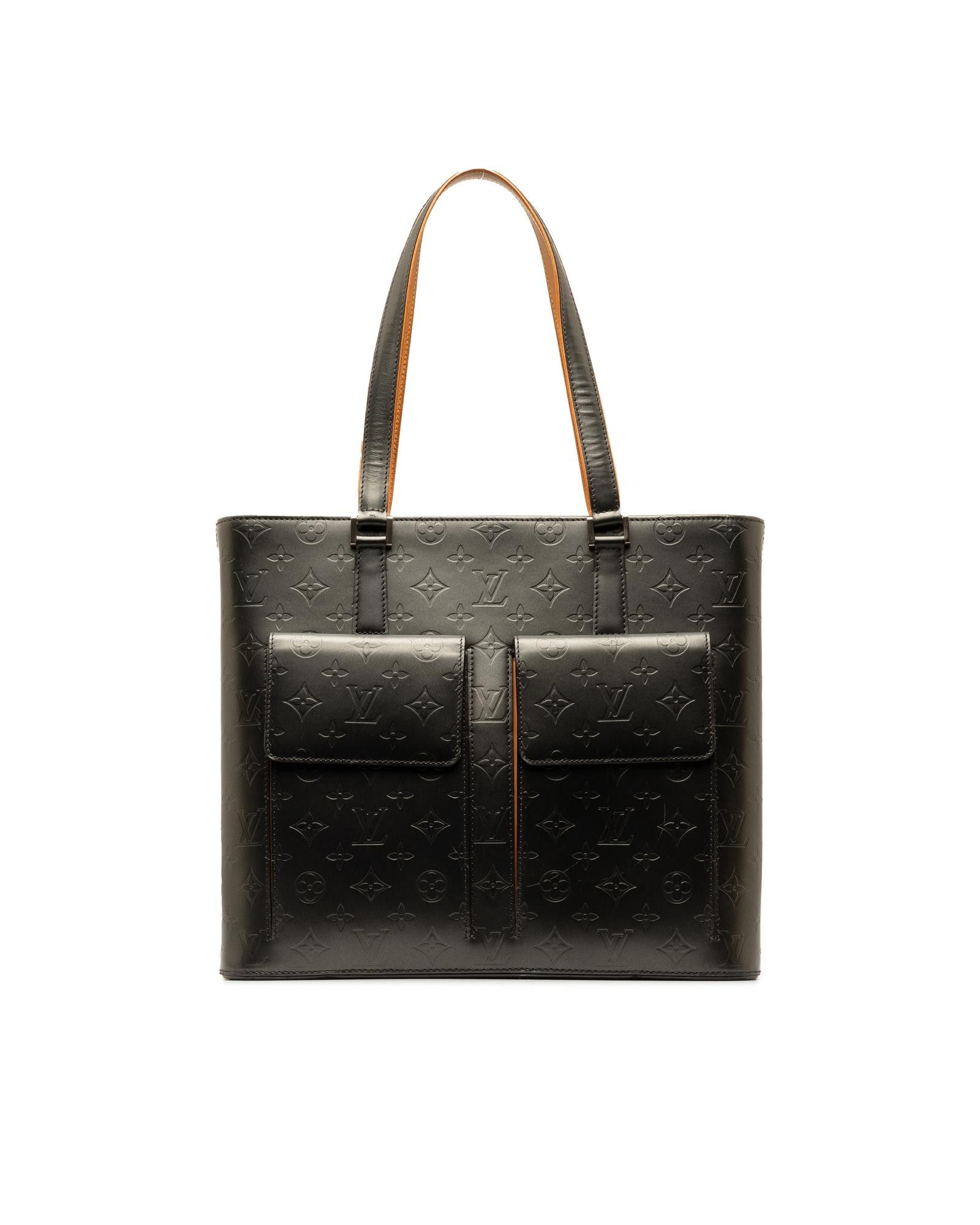 image of Louis Vuitton Leather Monogram Mat Wilwood Bag in Grey, Women's