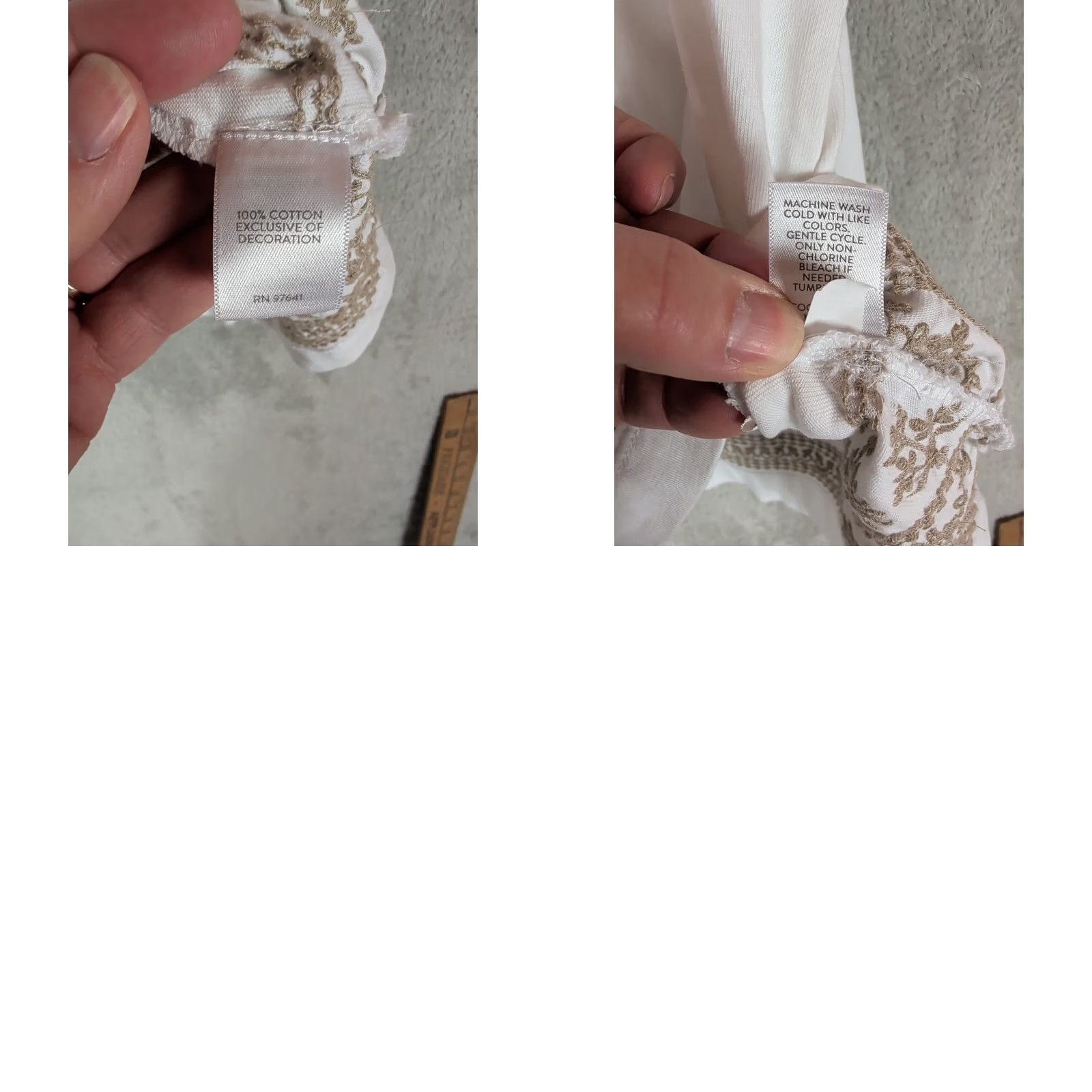 J. Jill J.Jill Pure Jill Womens L White V Neck Embroidered Boho Floral Buttoned Tee Shirt Size L / US 10 / IT 46 - 9 Thumbnail
