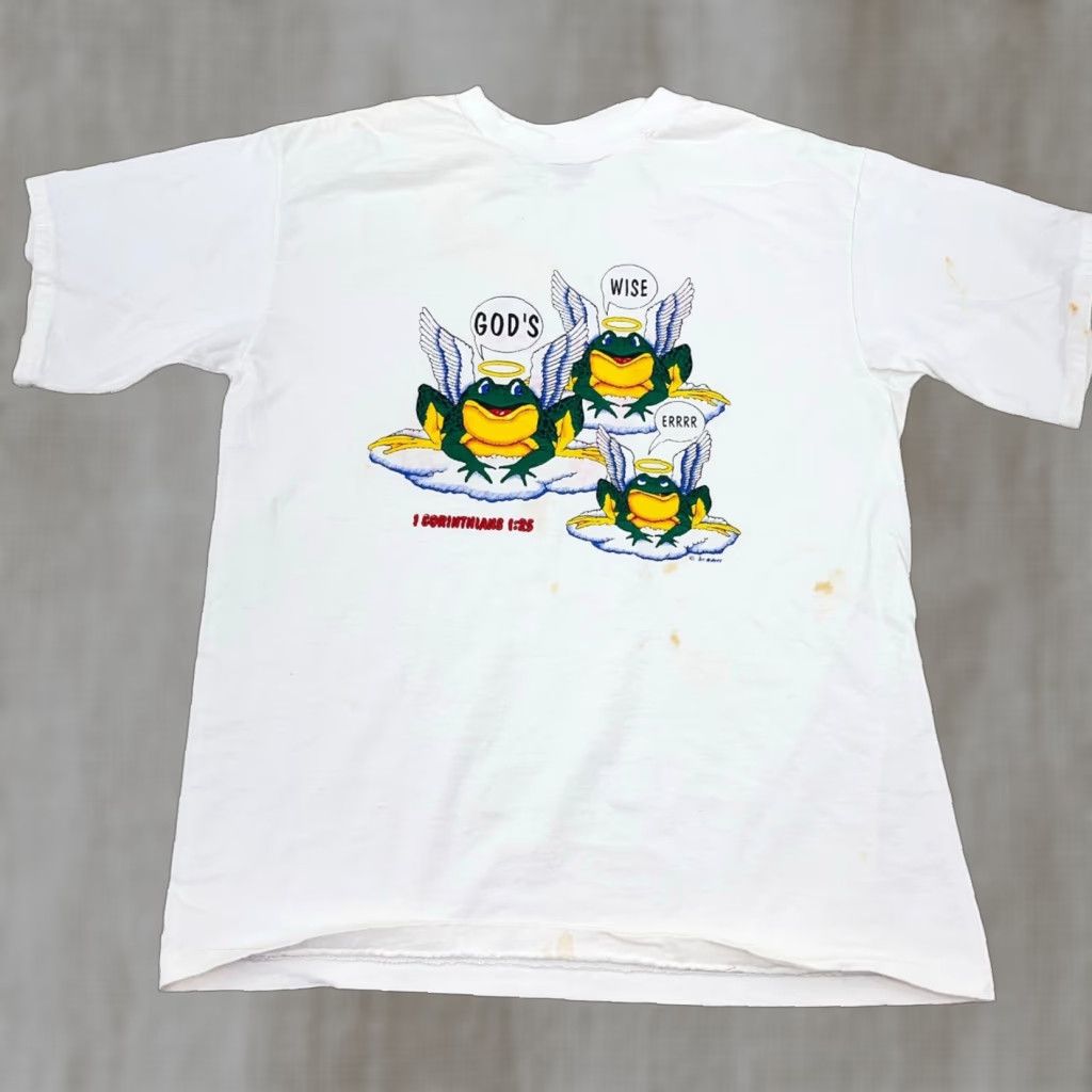Fruit Of The Loom VINTAGE Fruit of the Loom T-Shirt Shirt Men L White Retro Funny Jesus Graphic Print 90s Hipster Religious Crown Womens Mens Boys Girls Size US L / EU 52-54 / 3 - 1 Thumbnail