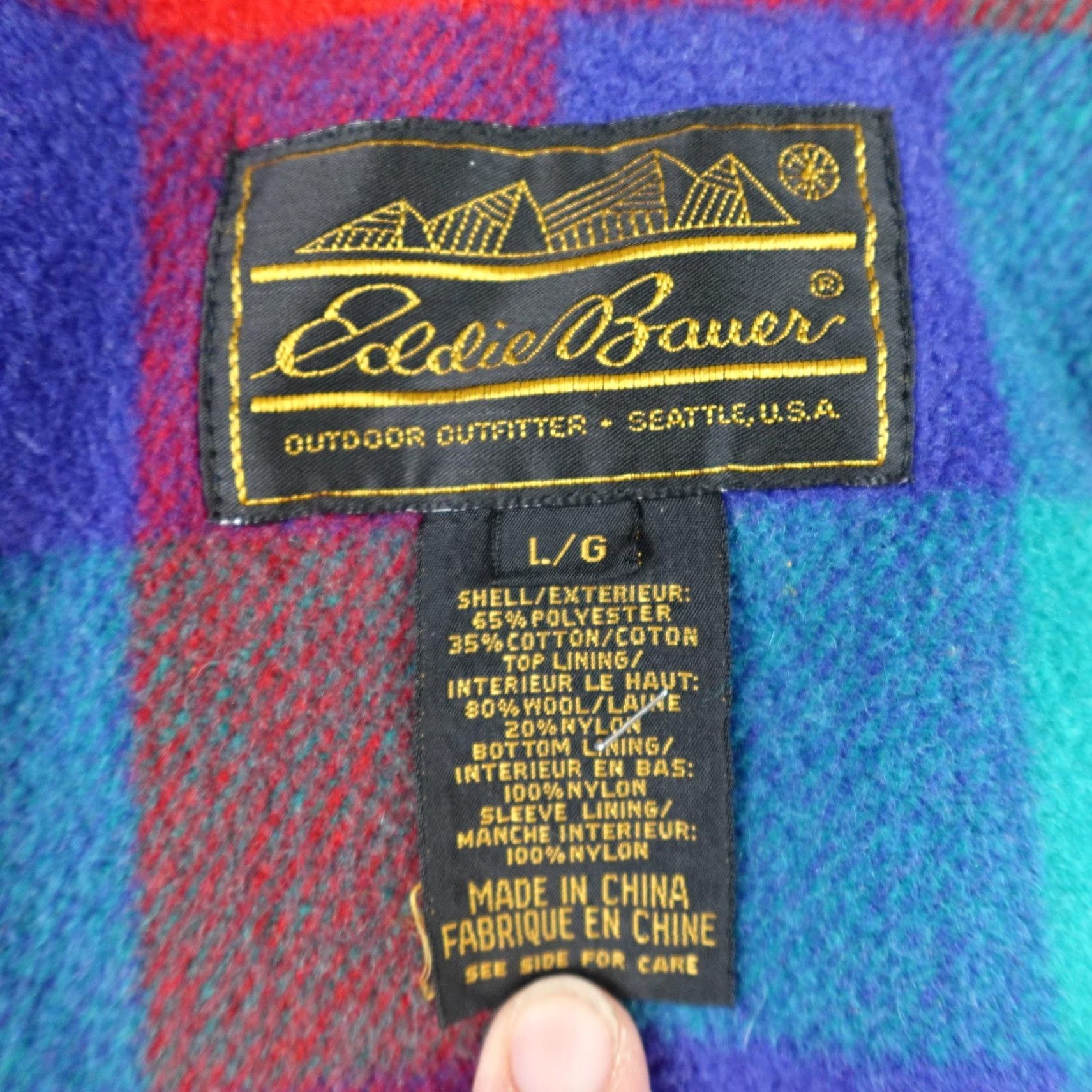 Eddie Bauer VINTAGE Eddie Bauer Jacket Mens Large Blue Hooded Wool Lined Parka Outdoor 90s Size US L / EU 52-54 / 3 - 6 Thumbnail
