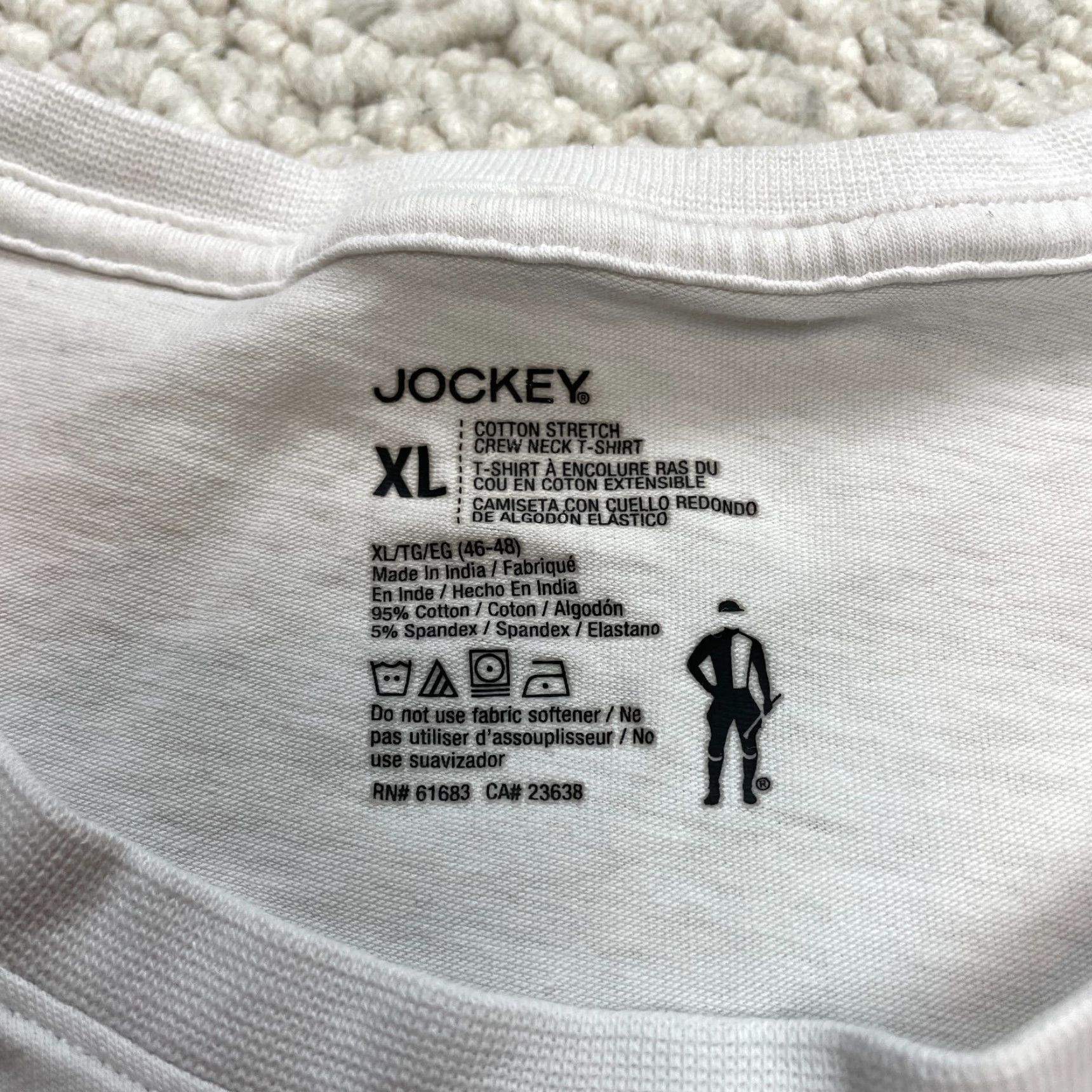 Jockey Jockey Shirt Mens XL White Short Sleeve Crew Neck Cotton Jersey Solid Casual Everyday T-Shirt Size US XL / EU 56 / 4 - 7 Thumbnail