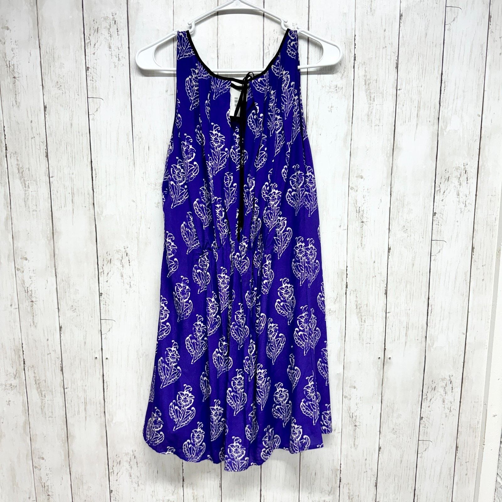 Anthropologie MaeveXS Silk Purple Floral Petal Stamp Shift Pleated Pockets Size XS / US 0-2 / IT 36-38 - 3 Thumbnail