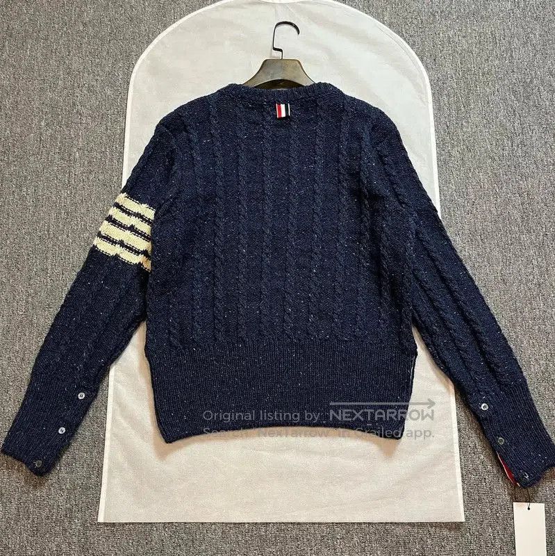 Thom Browne Thom Browne Navy Wool Crewneck Sweater for Men . Size US XL / EU 56 / 4 - 2 Thumbnail