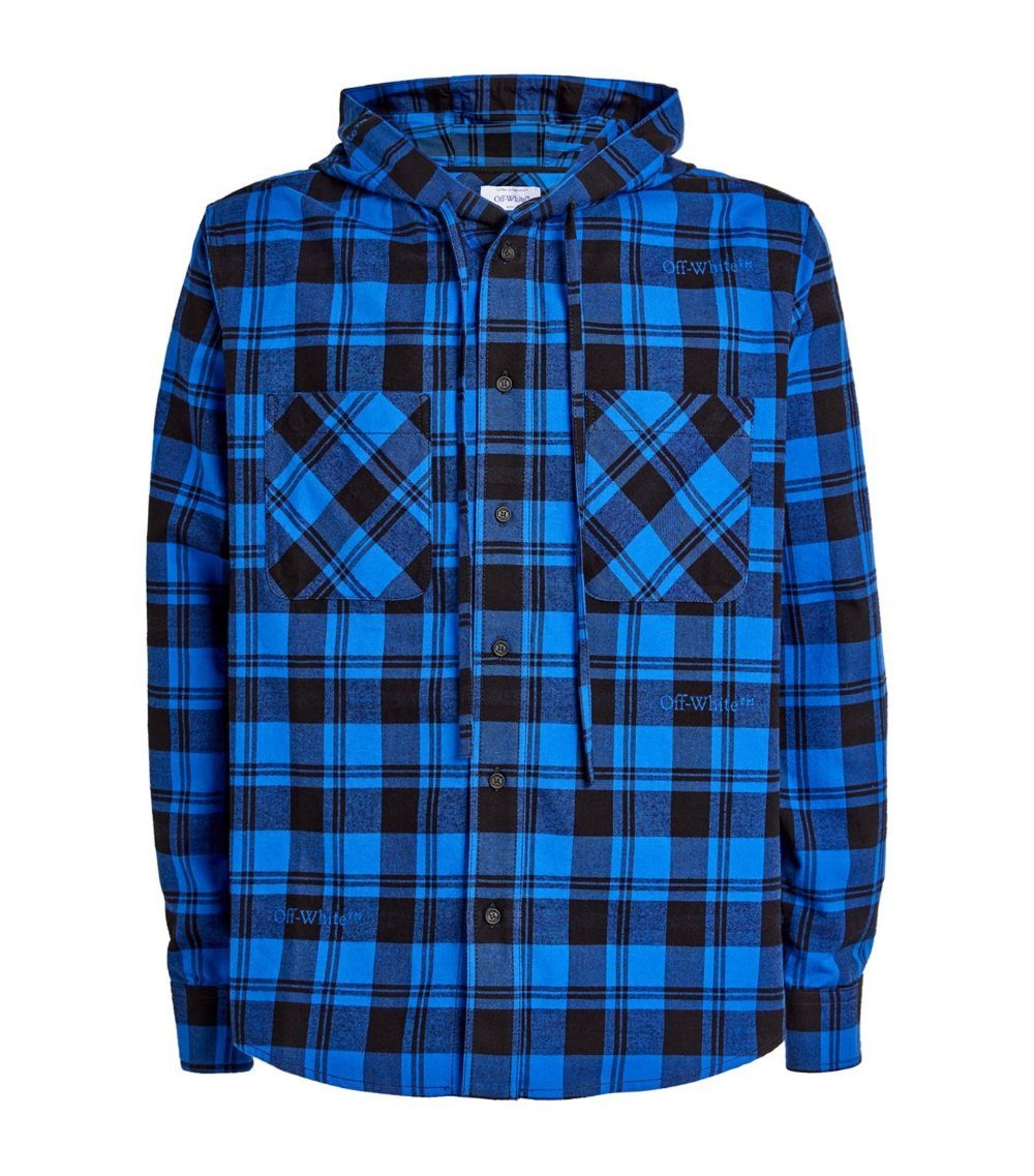 Off-White o1y0325 Logo Hooded Checked Shirt in Multicolor Size US S / EU 44-46 / 1 - 1 Thumbnail