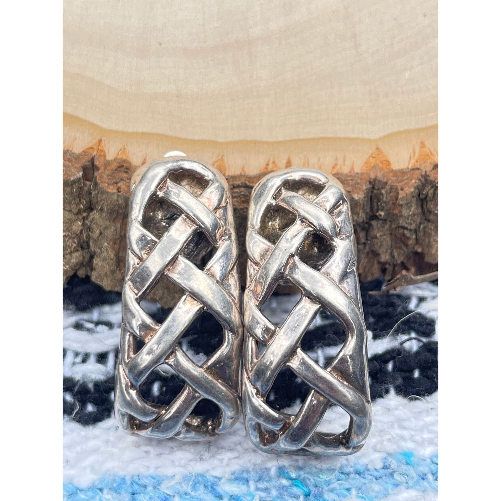 Vintage Bat Ami Signed Earrings Sterling Silver - Clip On Size ONE SIZE - 1 Thumbnail