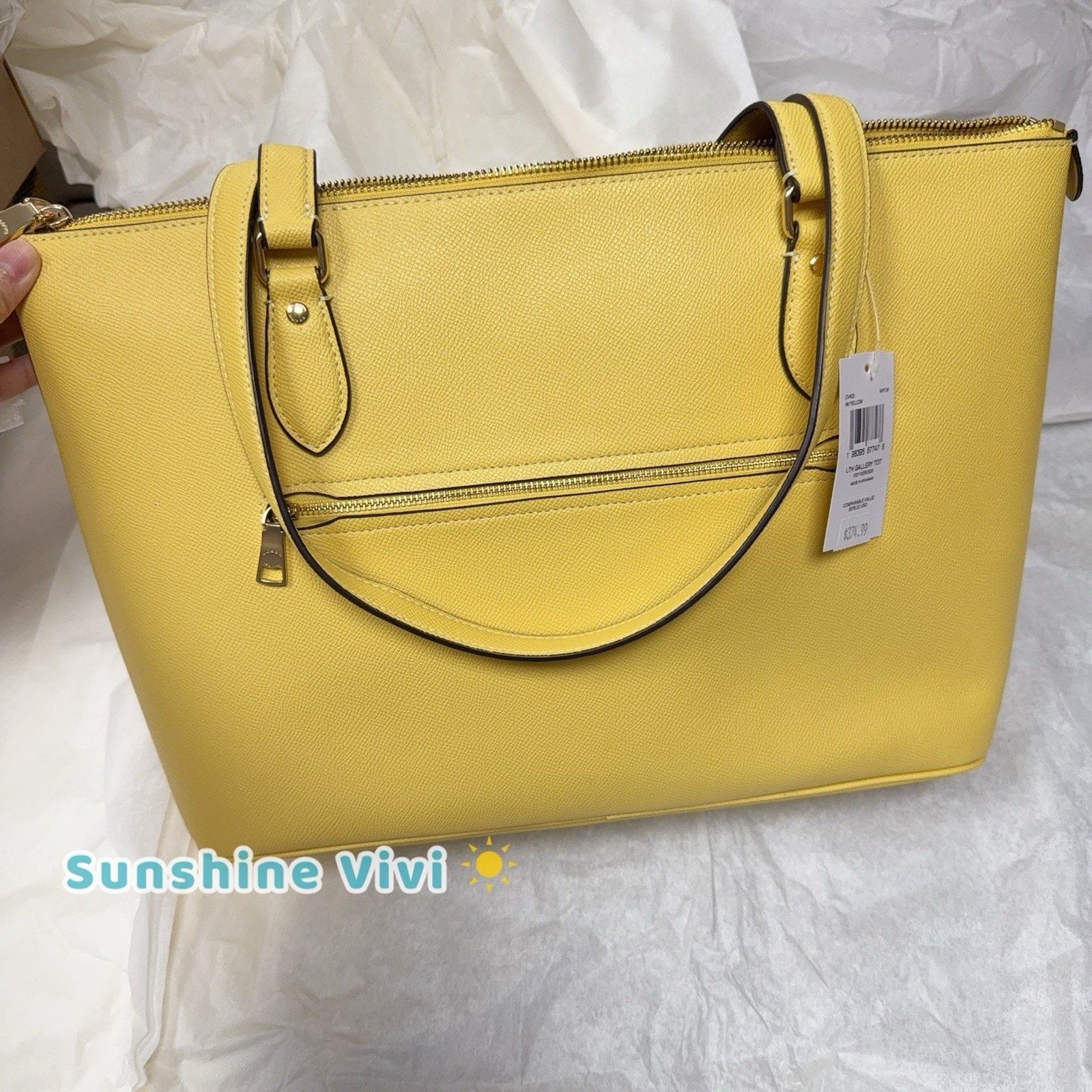Coach NWT Coach Leather Gallery Tote Bag Leather Yellow cv402 Size ONE SIZE - 3 Thumbnail
