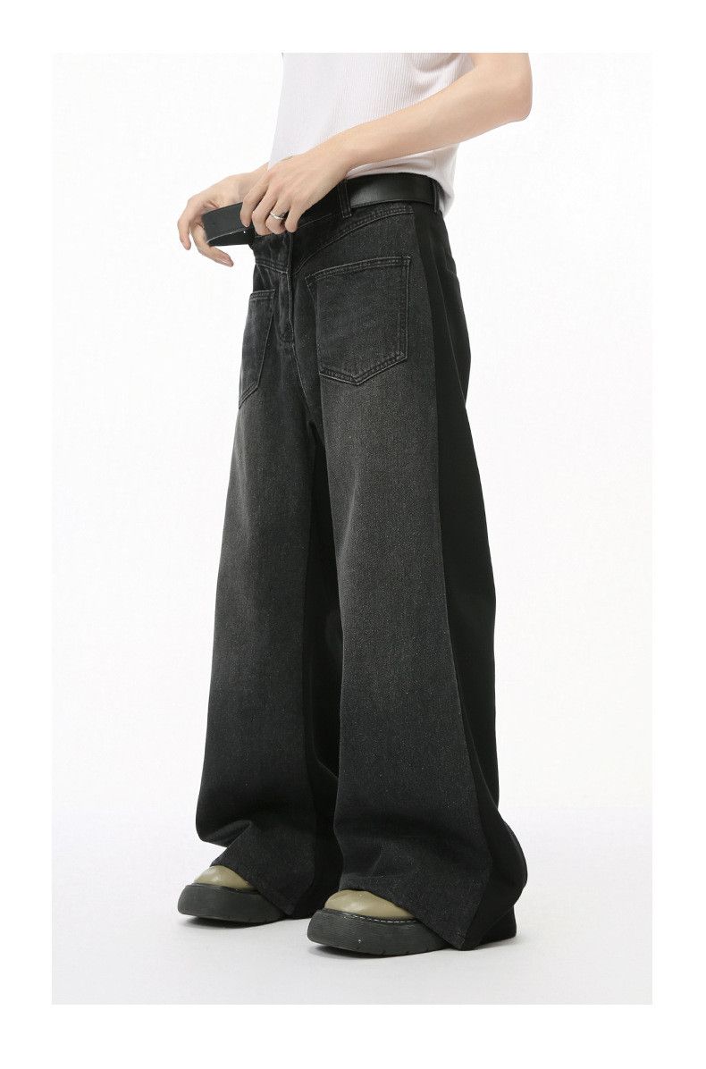Japanese Brand × Jean Washed colorblock wide-leg loose jeans Size US 32 / EU 48 - 4 Thumbnail