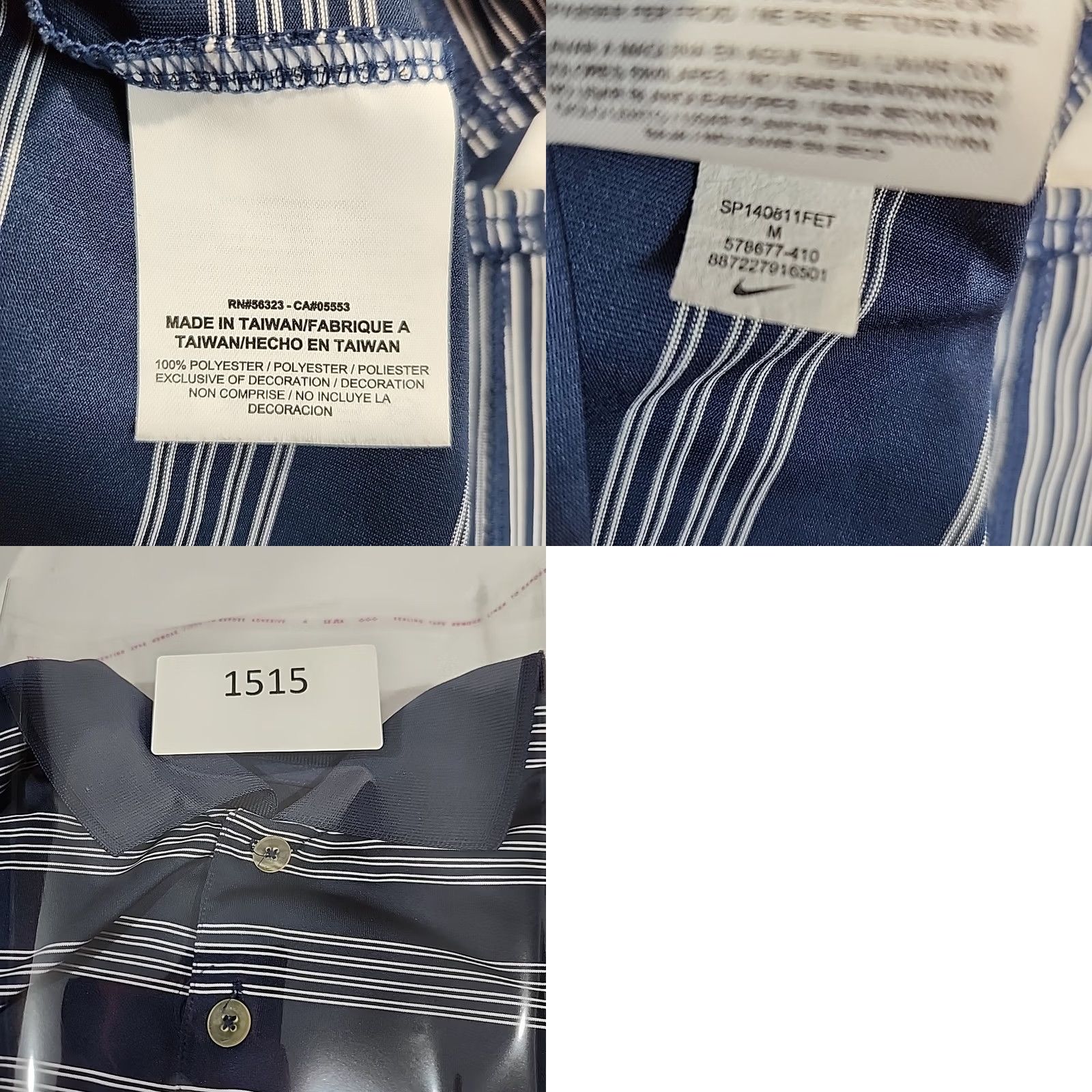 Nike Nike Golf Dri-Fit Polo Shirt Mens M Blue Striped Short Sleeve Polyester Polo Shirt Size US M / EU 48-50 / 2 - 10 Thumbnail