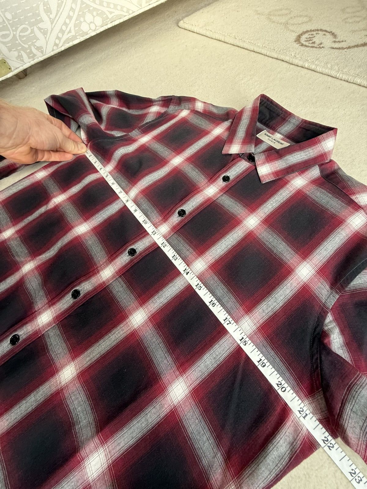Saint Laurent Paris FW14 Saint Laurent Hedi Slimane red black flannel shirt 40 Size US L / EU 52-54 / 3 - 18 Thumbnail