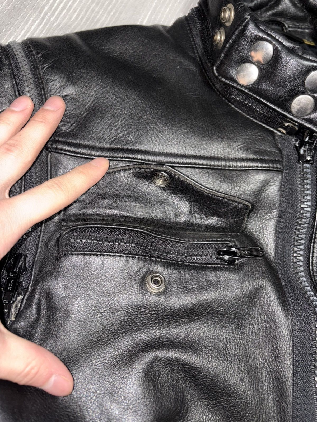 Vintage Vintage German Leather Motorcycle Jacket Etches Leder padded Size US S / EU 44-46 / 1 - 11 Thumbnail