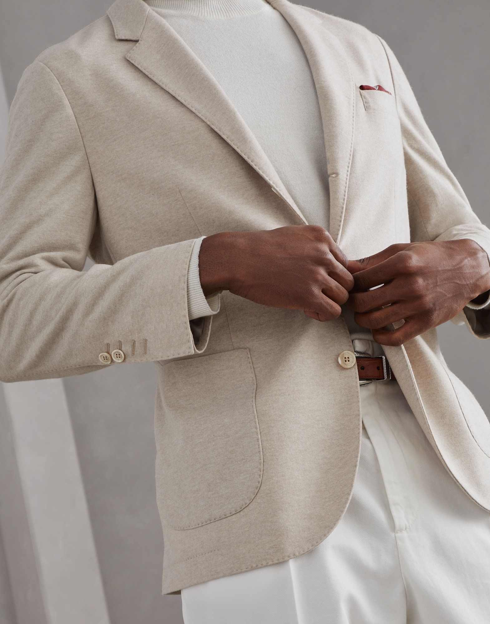 Brunello Cucinelli o1w1db10226 Cashmere Suit Type Jacket in Light Beige Size US M / EU 48-50 / 2 - 5 Thumbnail